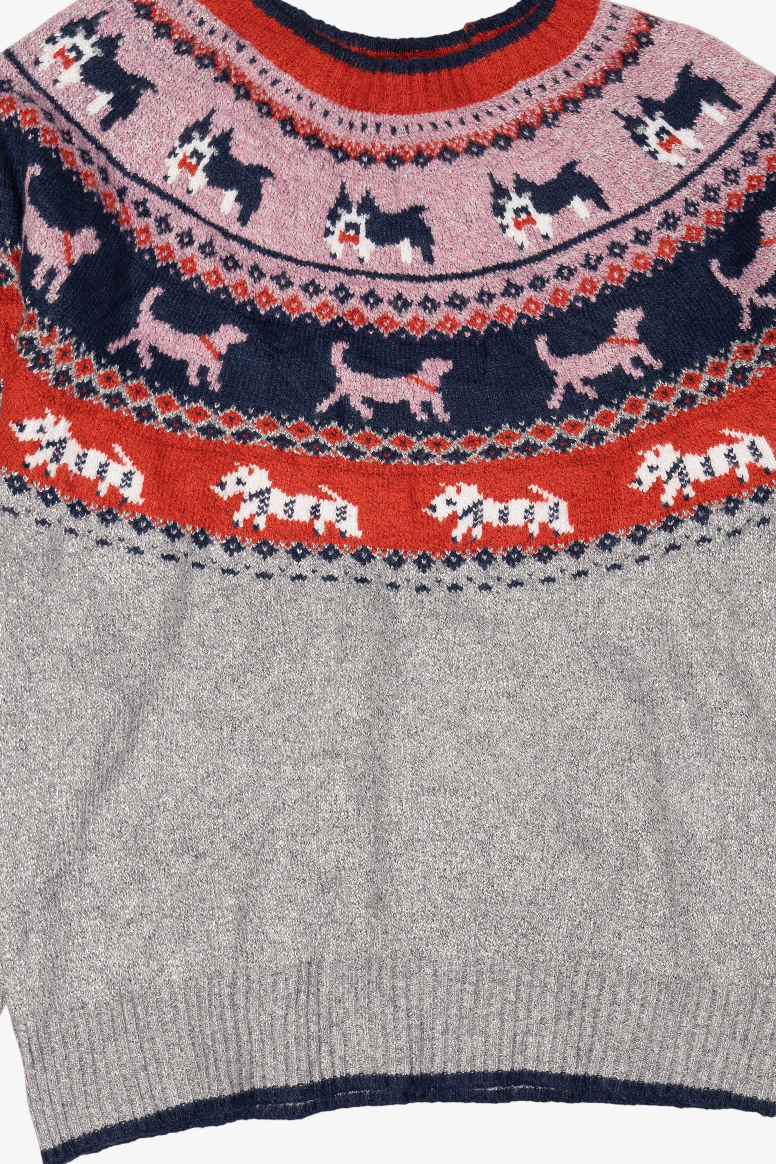 Gray Holiday Time Dogs Fair Isle Sweater (2010s)