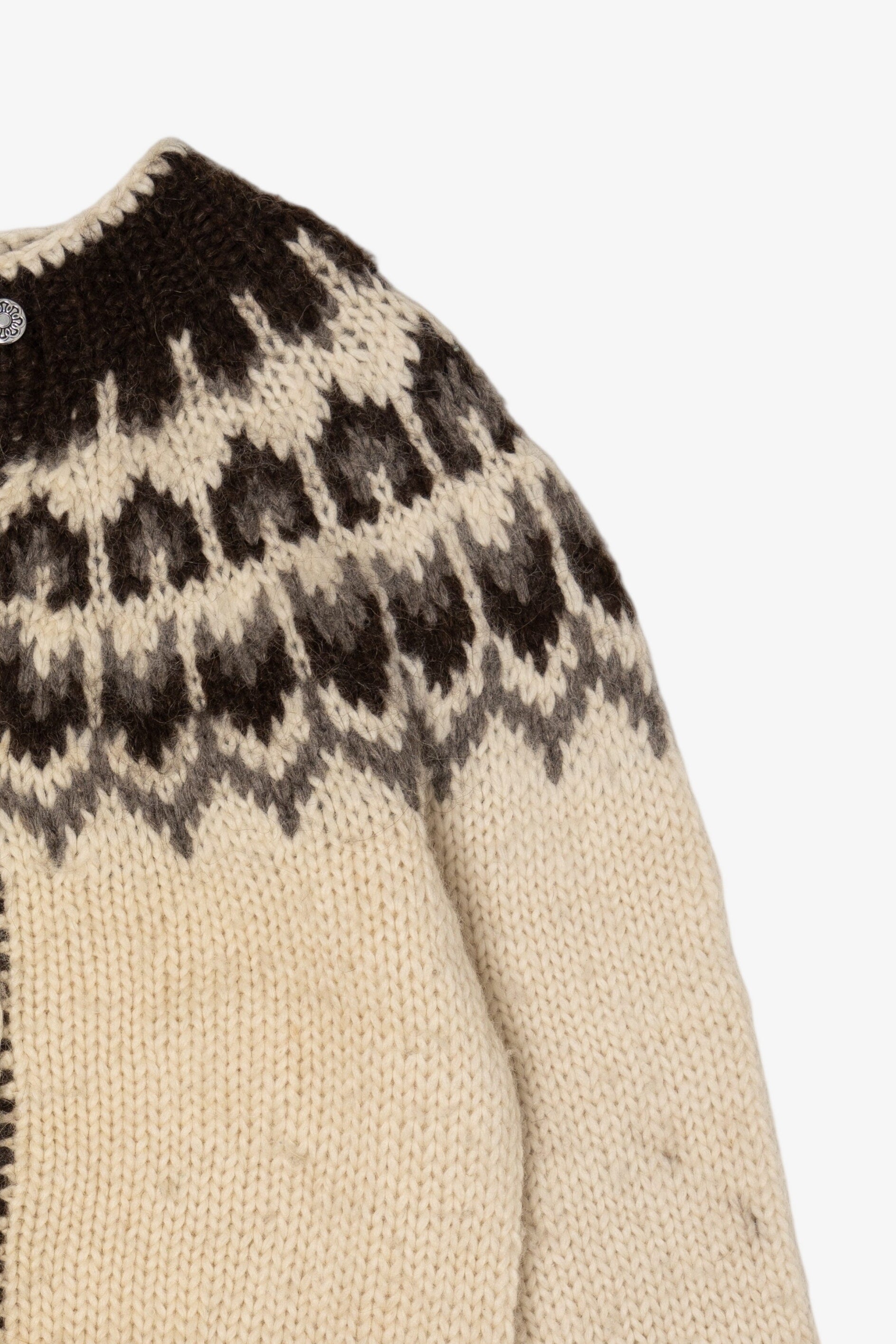 Vintage Brown And Ivory Fair Isle Cardigan Sweater (1990s)