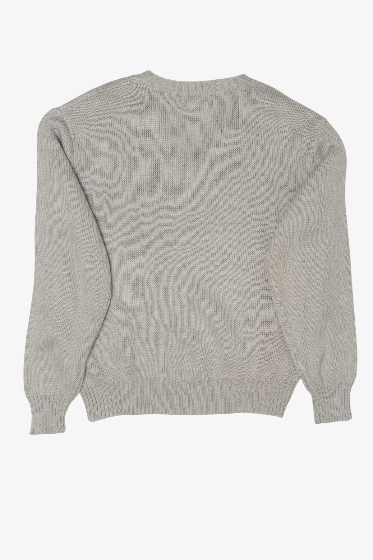 Vintage Light Gray Geometric Pattern Cascade V-Neck Sweater (1970s)