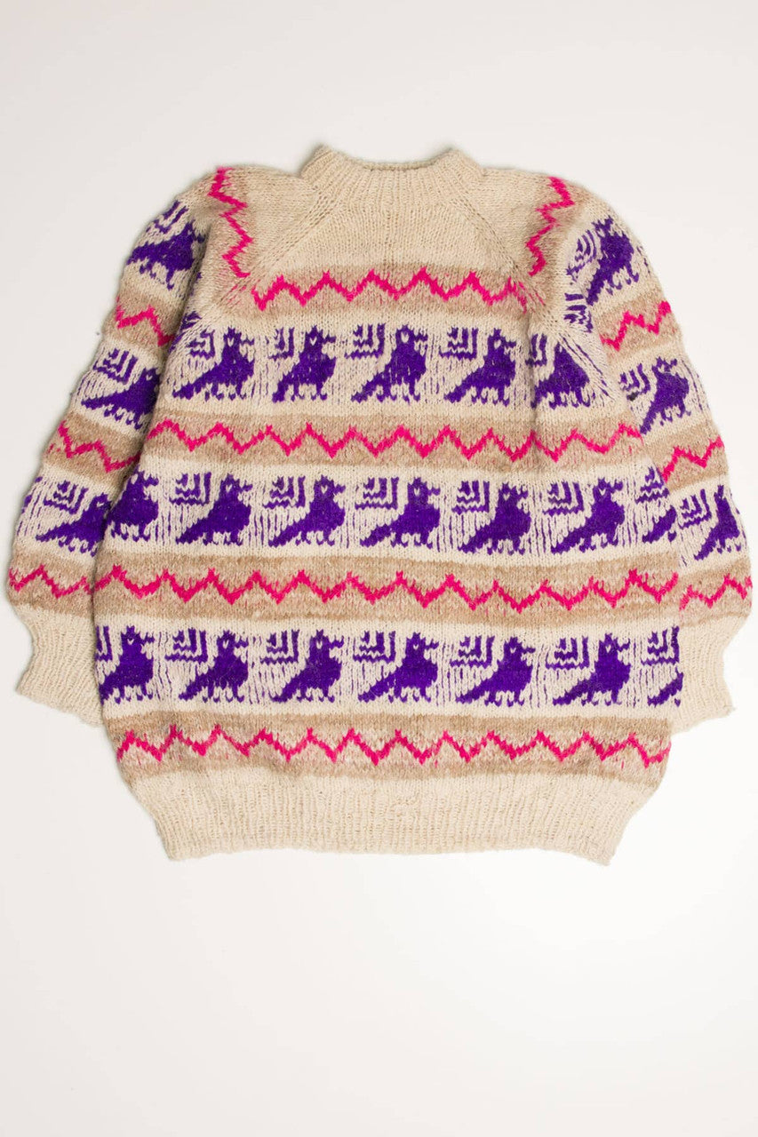 Vintage Purple Ravens Fair Isle Sweater 798