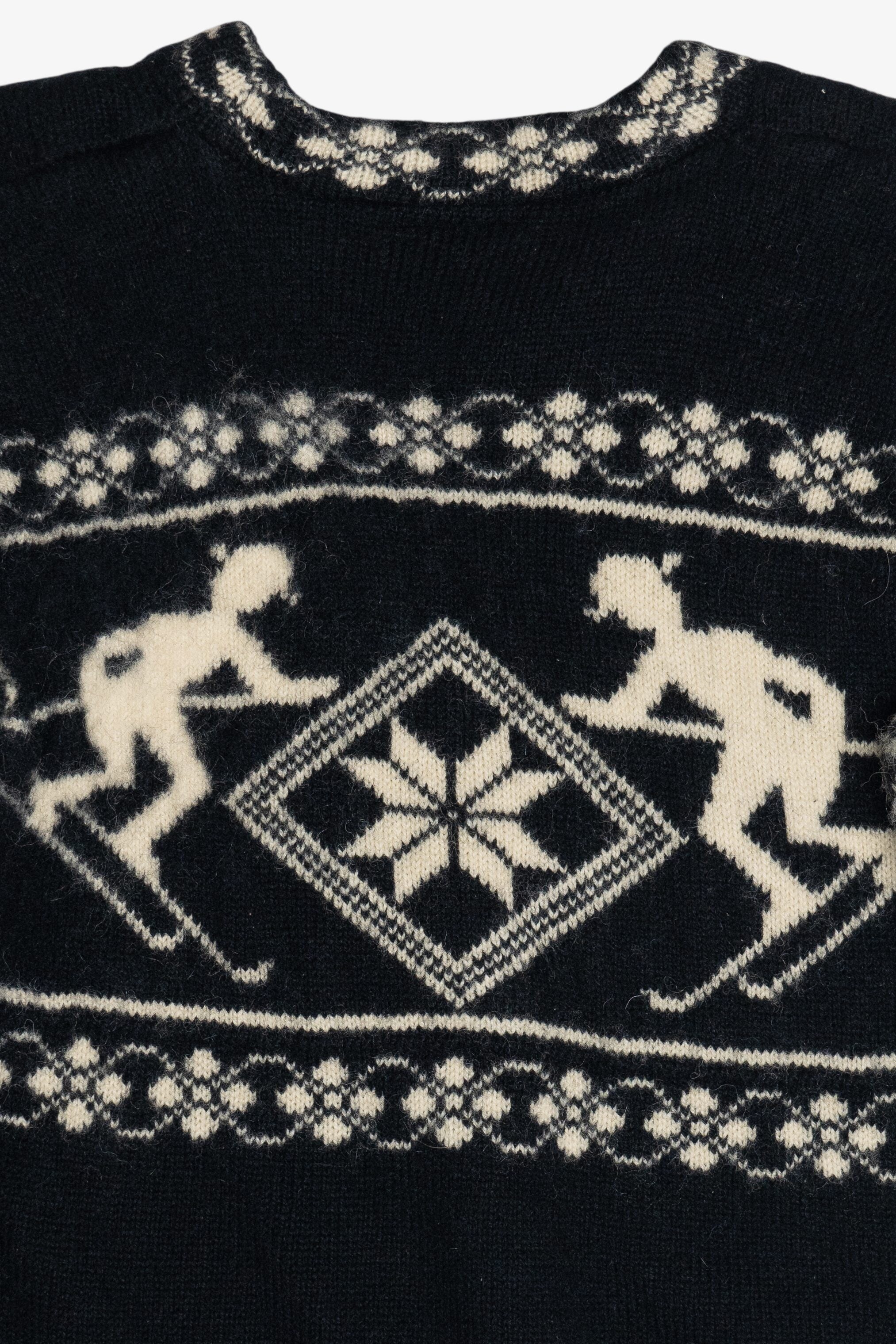 Vintage Skjaeveland Norway Ski Motif Wool Sweater (1980s)