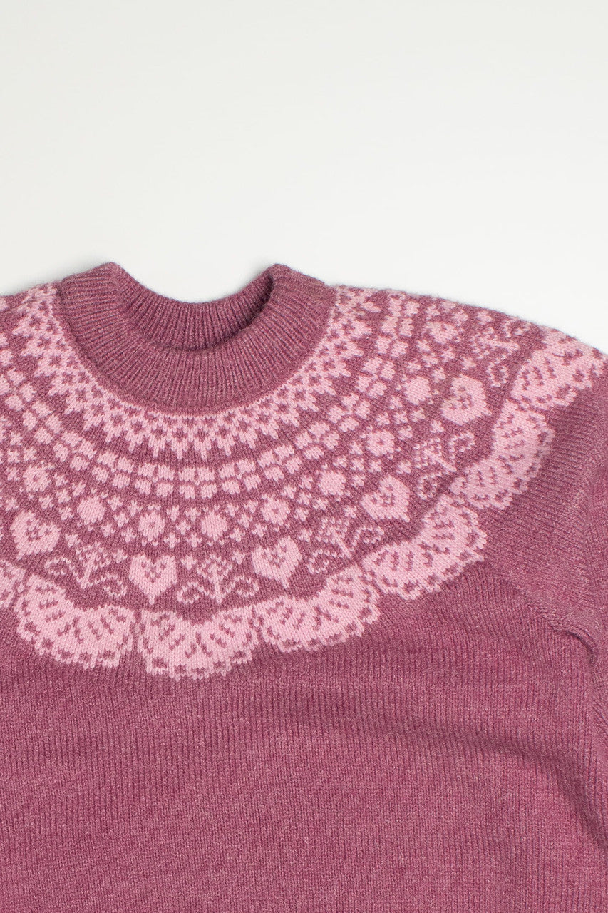 Vintage Dark Pink Fair Isle Sweater