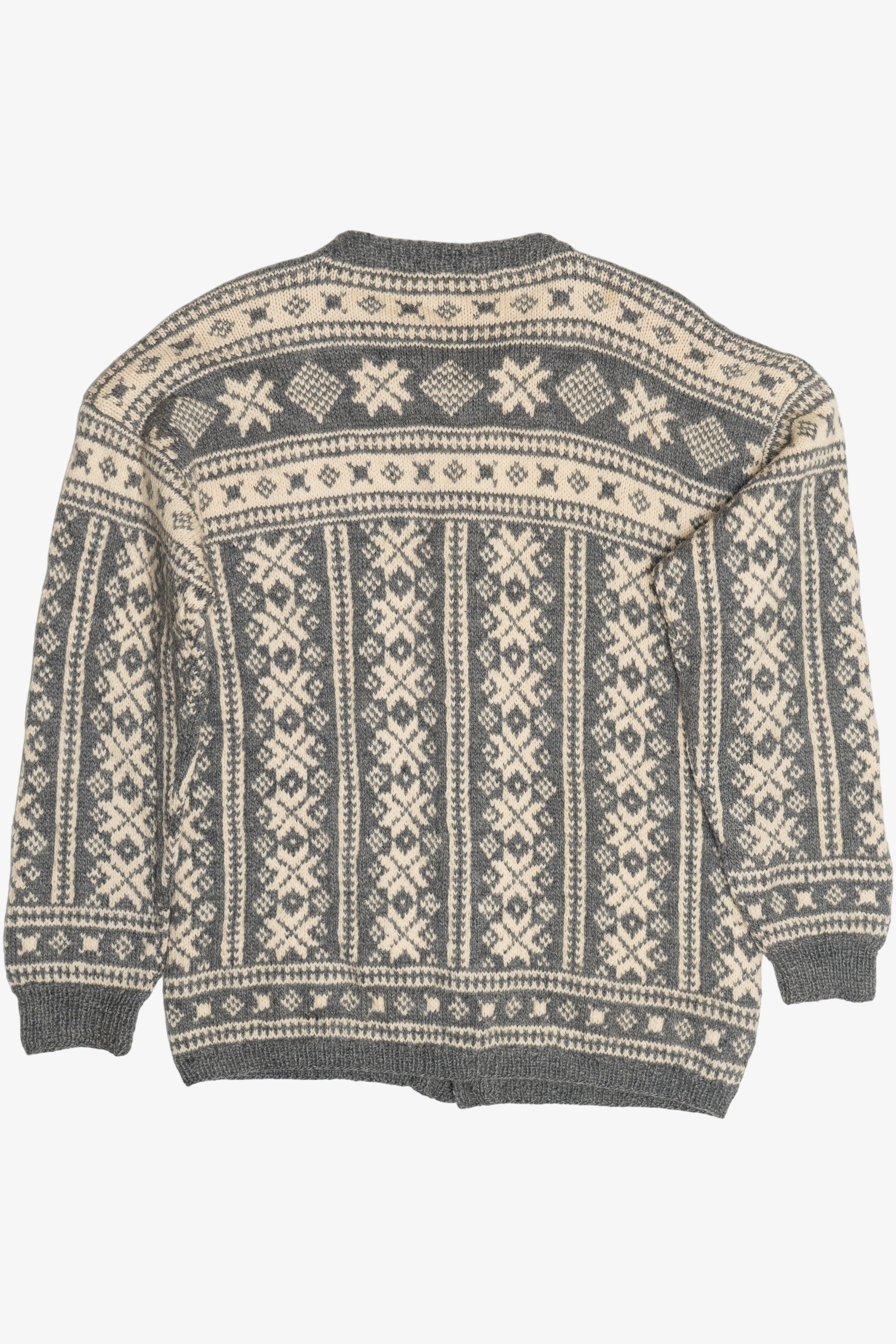 Vintage Fair Isle Heavyweight Cardigan Sweater (1980s)