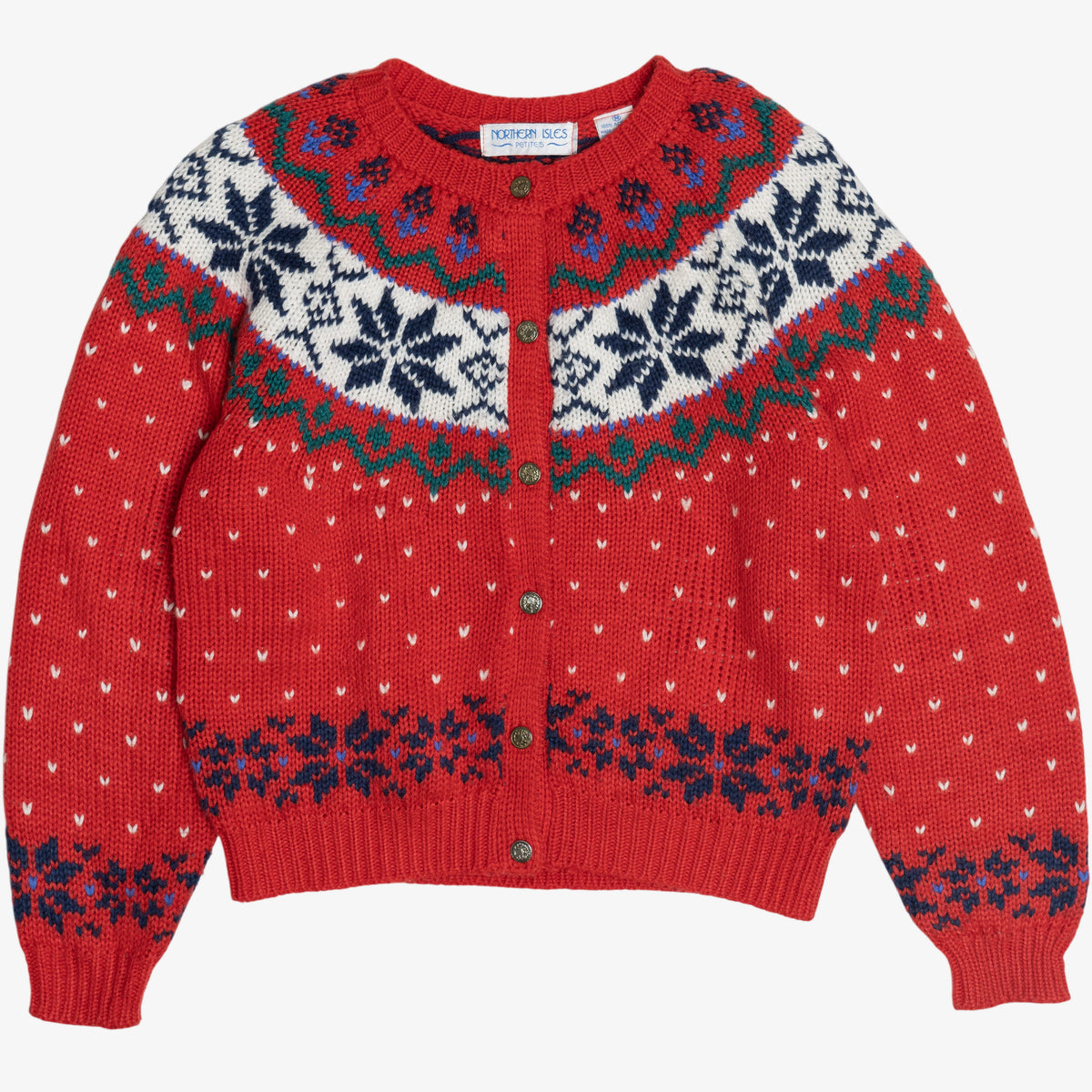 Vintage Northern Isles Petite Fair Isle Cardigan Sweater (1990s 