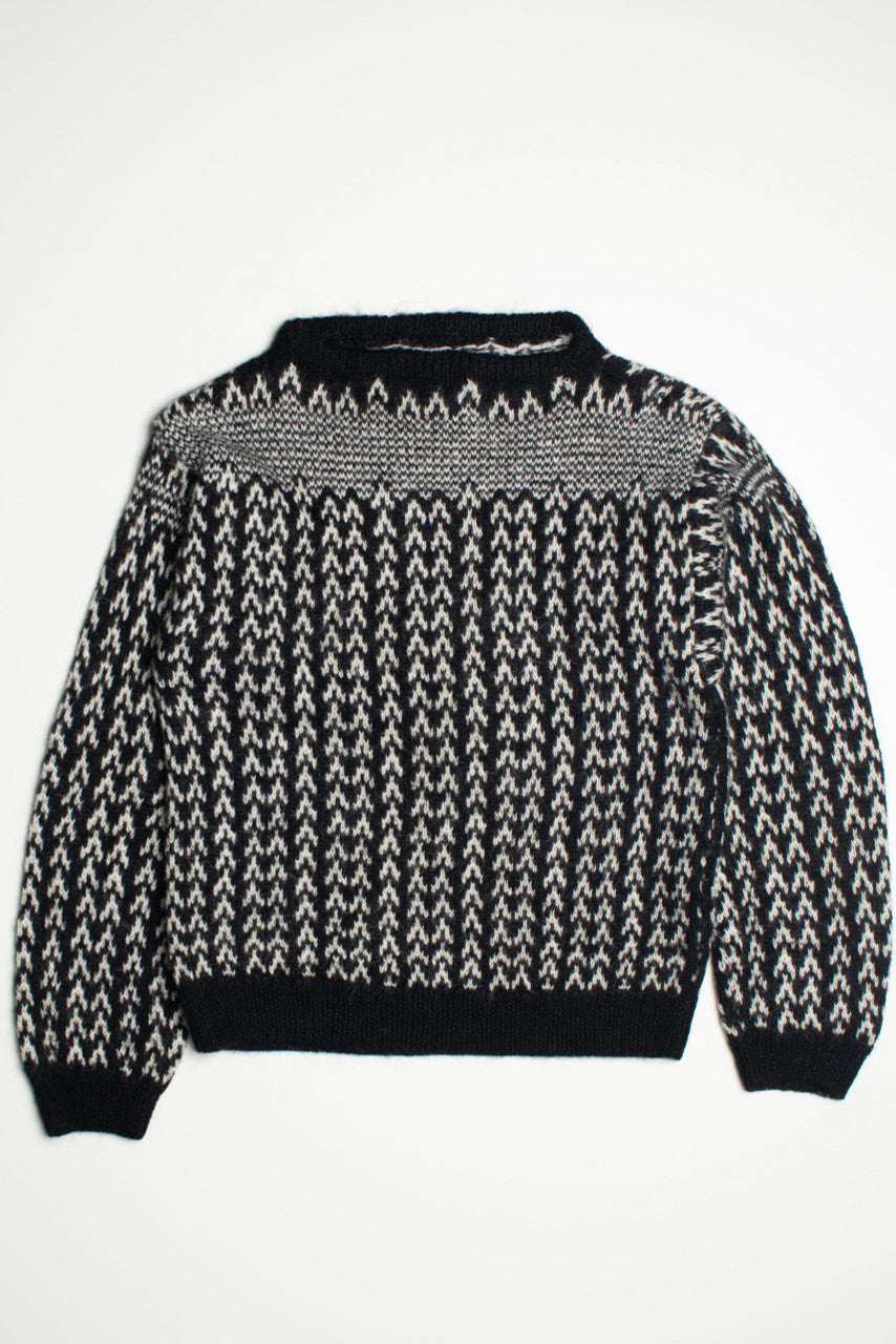 Vintage Black and White Fair Isle Sweater