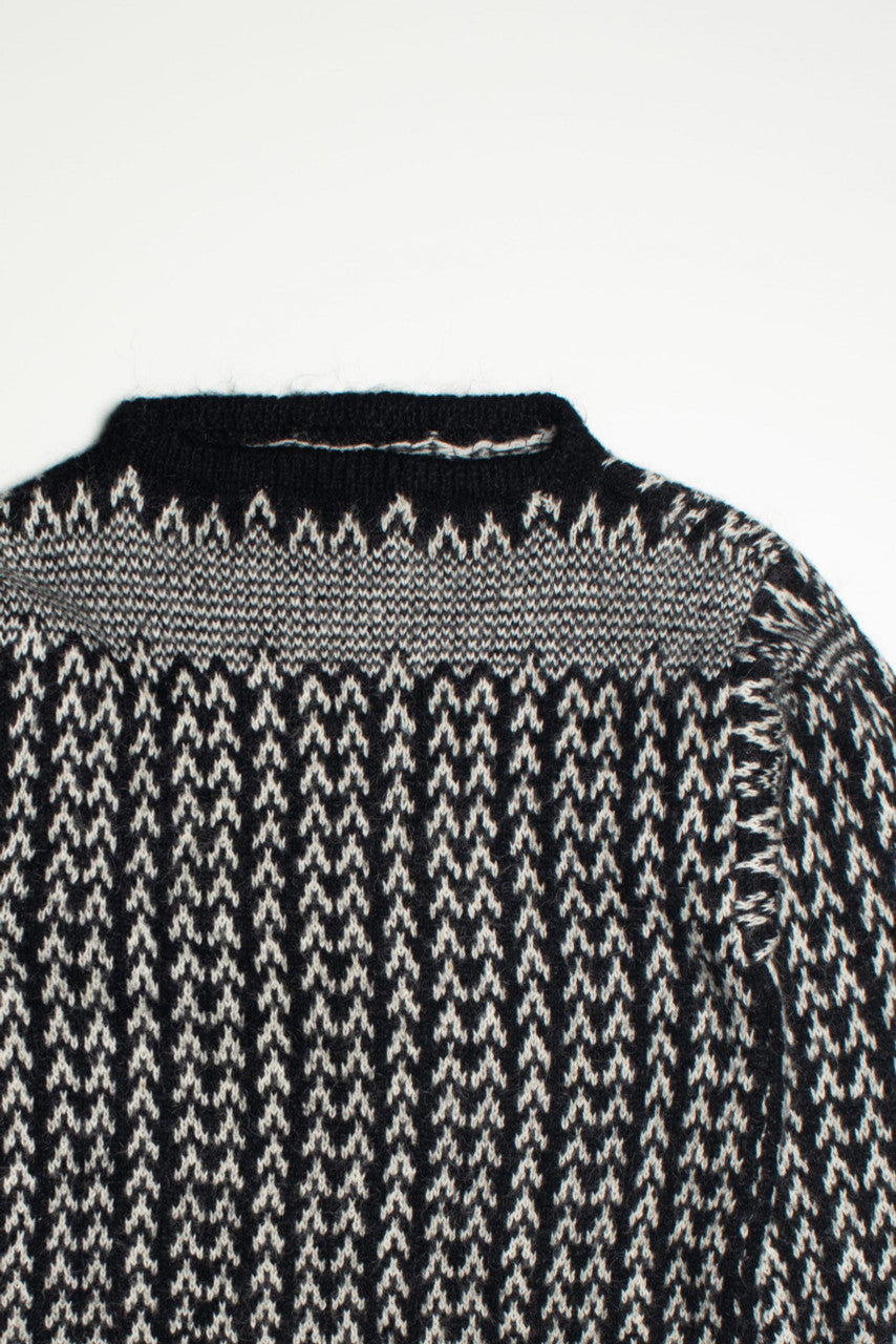 Vintage Black and White Fair Isle Sweater