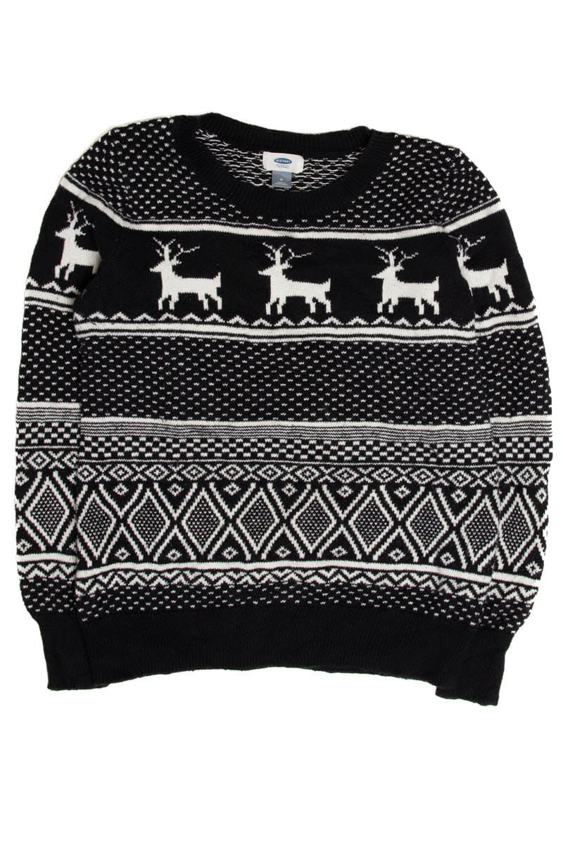 Black & White Deer Fair Isle Sweater