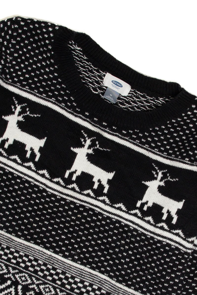 Black & White Deer Fair Isle Sweater