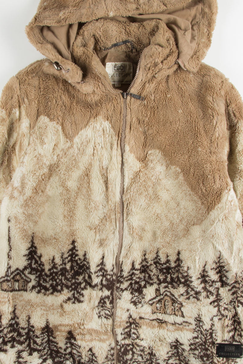Woodland Scene Faux Fur Coat