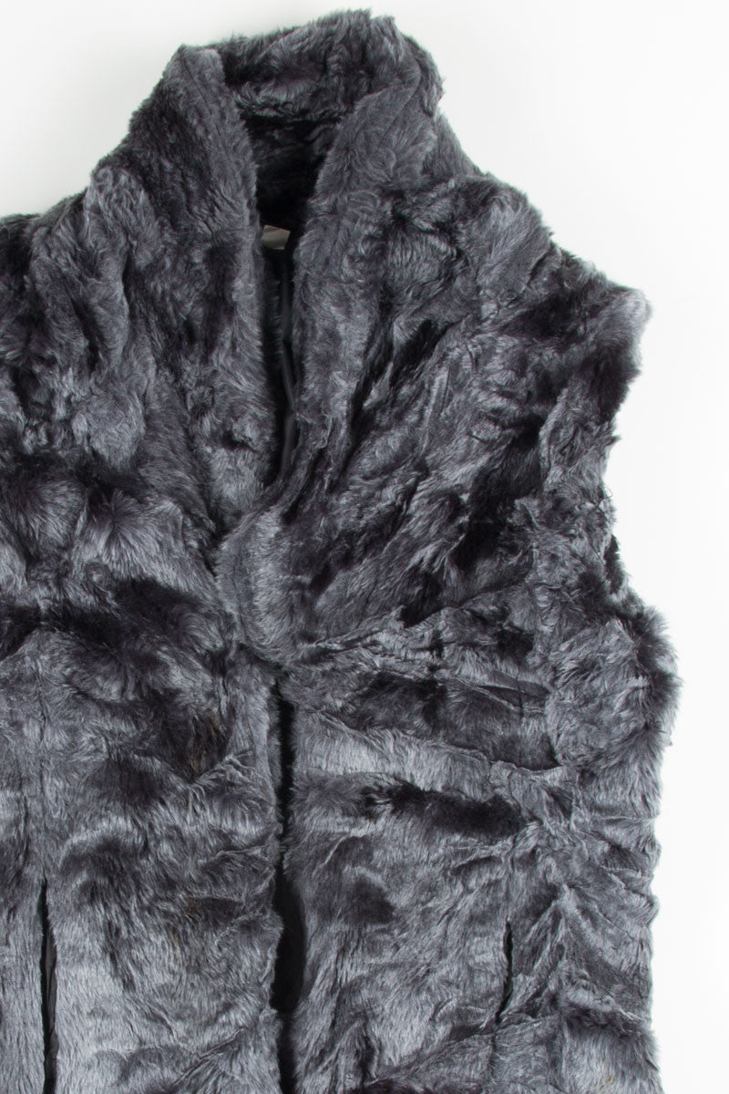 Steel Blue Faux Fur Vest