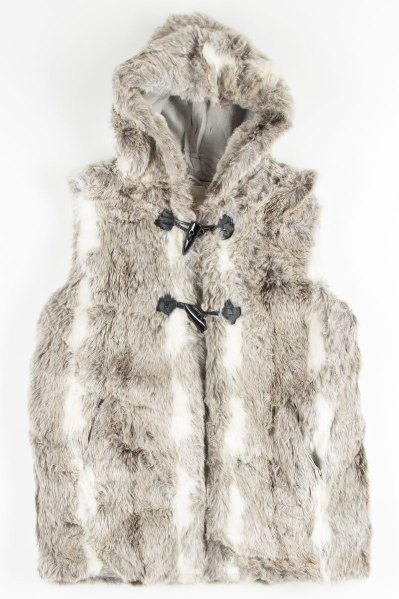 Striped Grey Faux Fur Vest