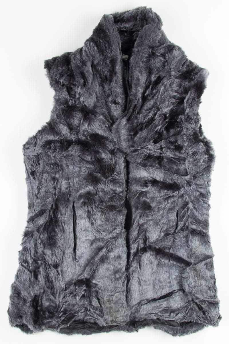 Steel Blue Faux Fur Vest