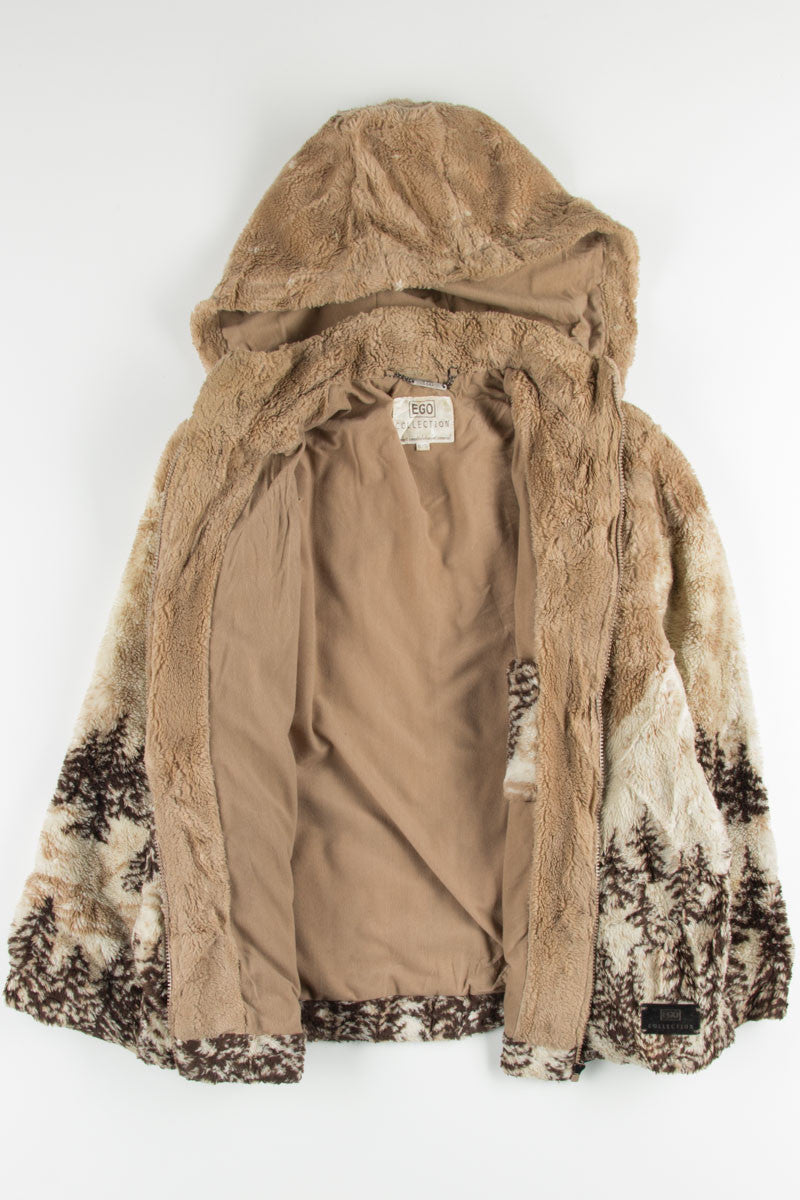 Woodland Scene Faux Fur Coat