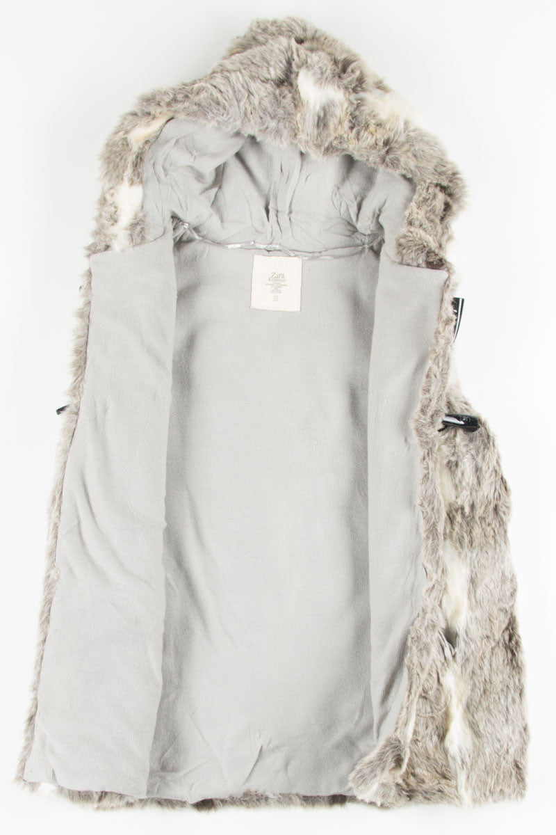 Striped Grey Faux Fur Vest