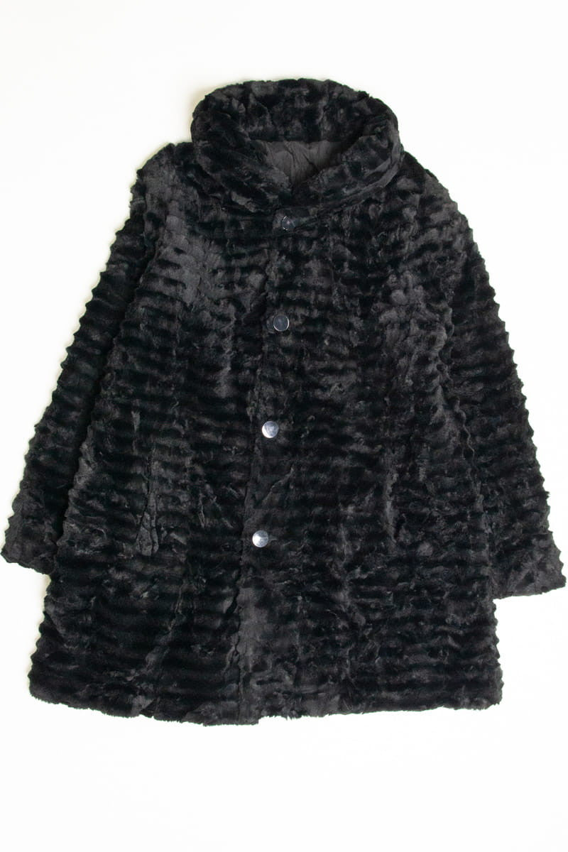 Black Reversible Novelty Faux Fur Coat