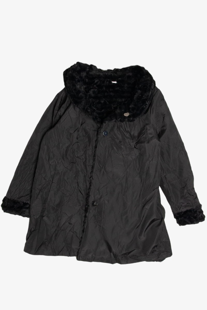 Black Reversible Novelty Faux Fur Coat