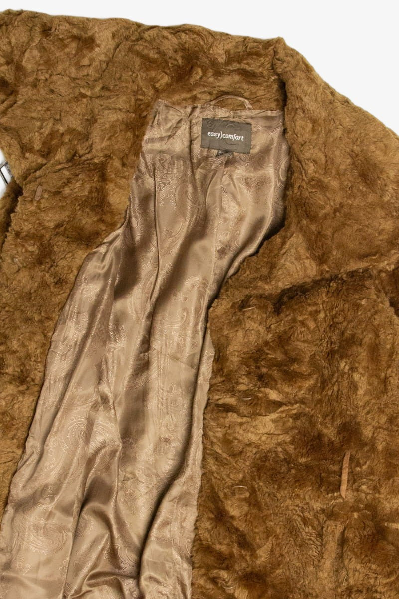 Brown Bishop Sleeve Faux Fur Coat