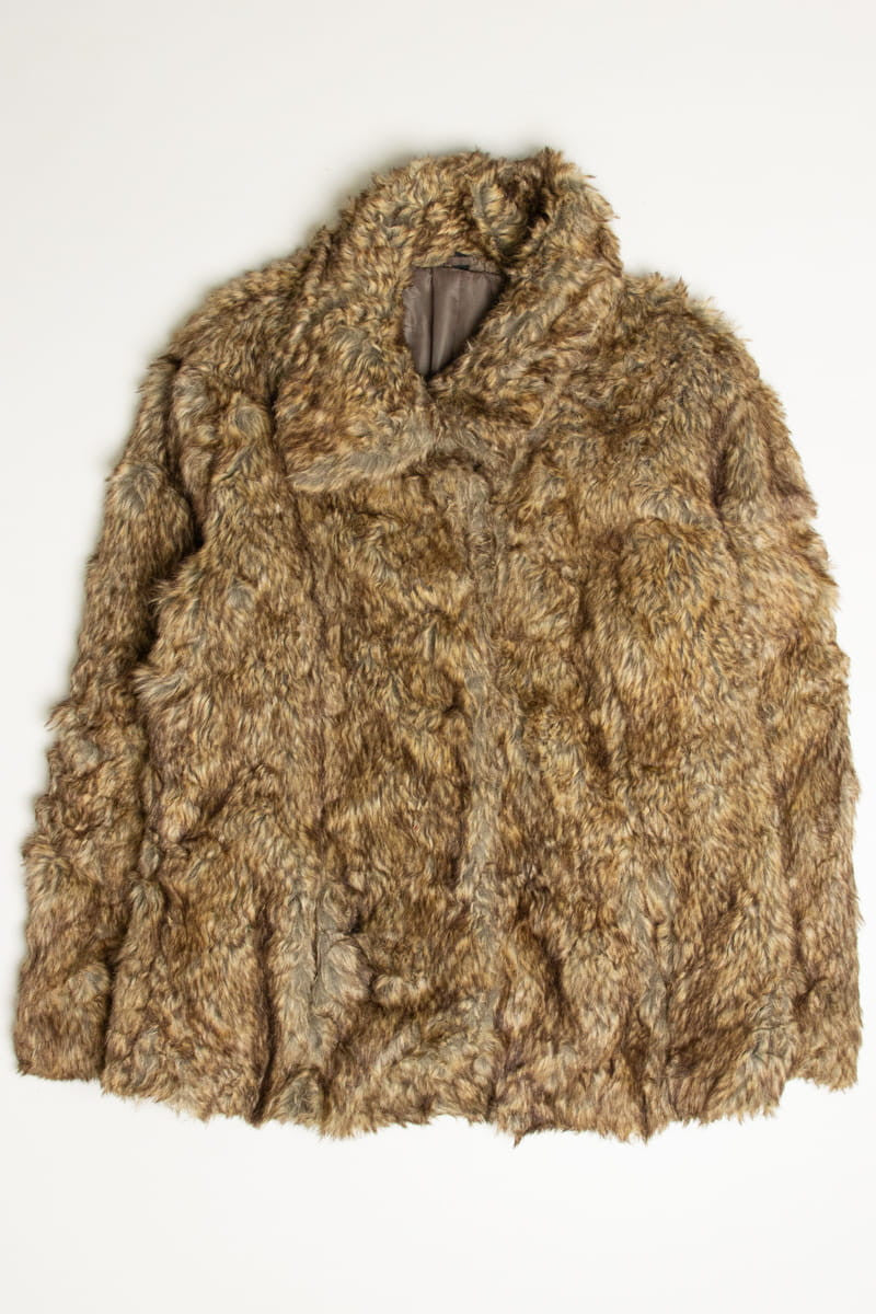 Layered Brown Faux Fur Coat