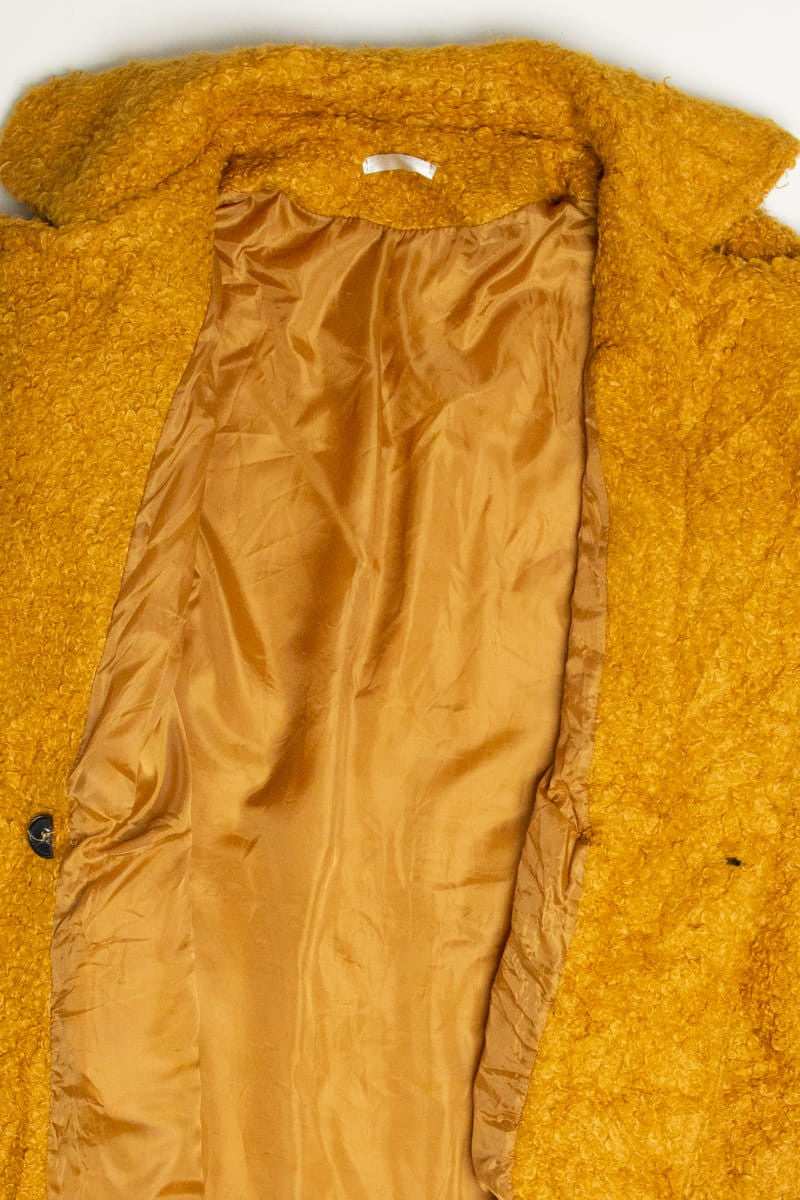 Vintage Mustard Curly Teddy Faux Fur Coat