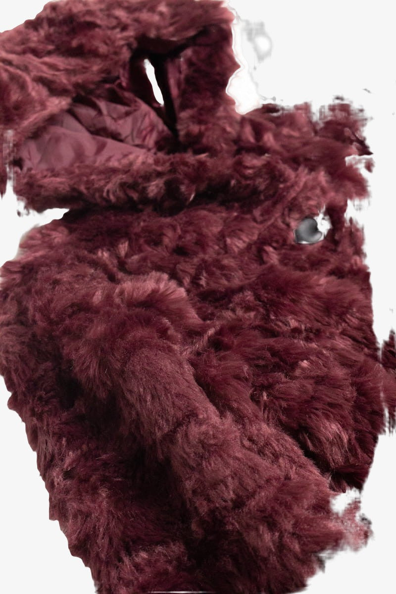 Plum Rippled Faux Fur Coat