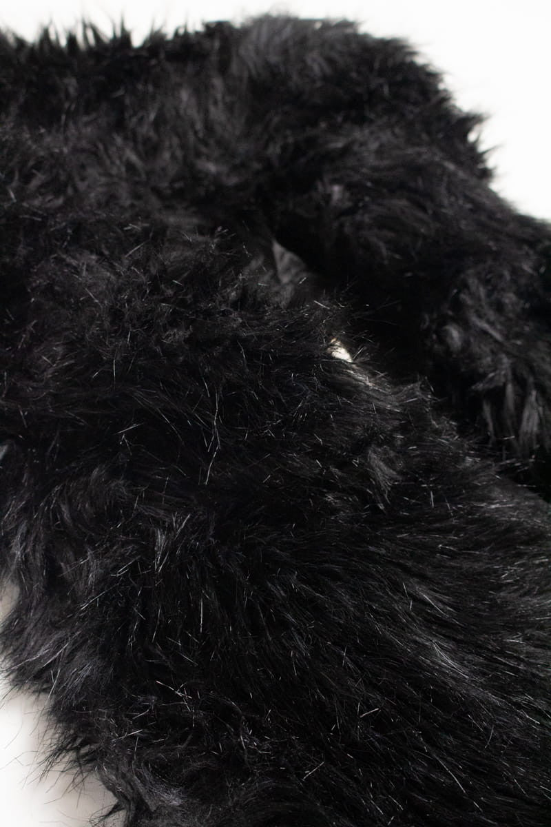 Hooded Black Shag Faux Fur Vest