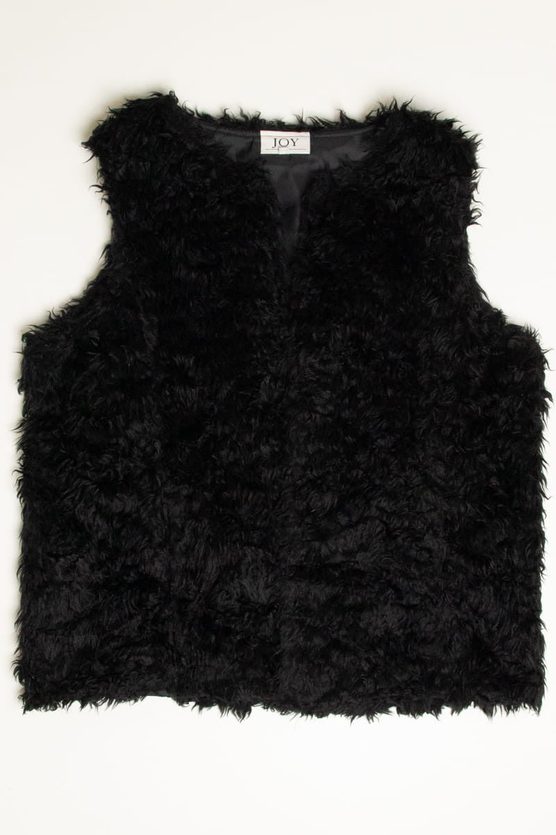 Black Shag Faux Fur Vest 1