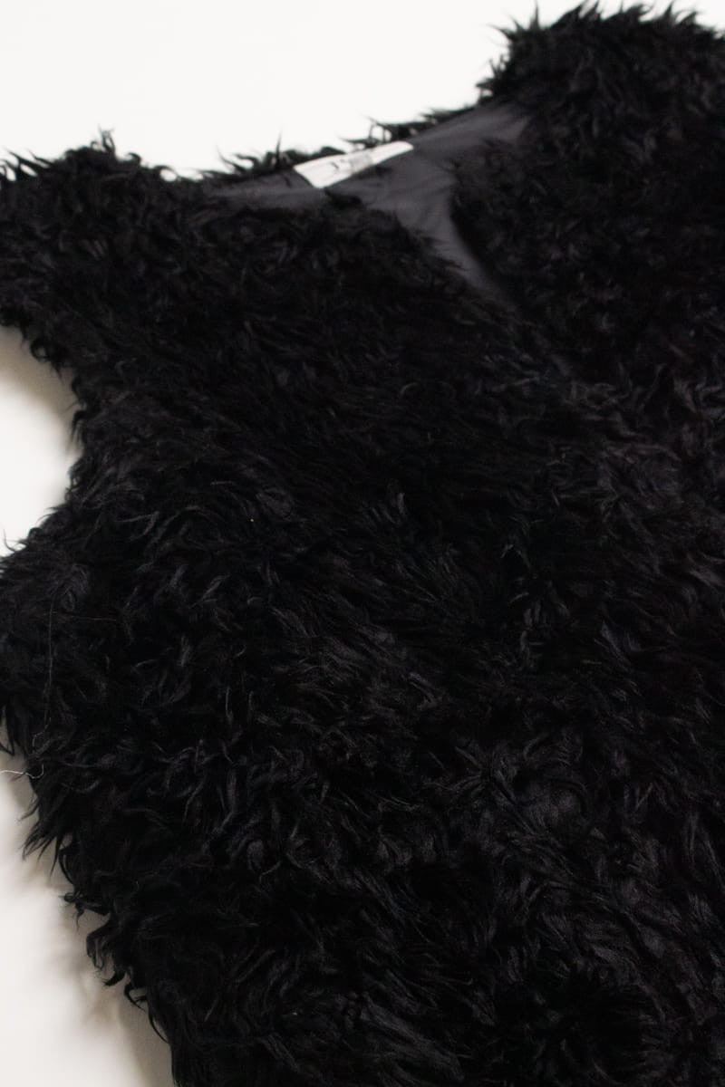 Black Shag Faux Fur Vest 1