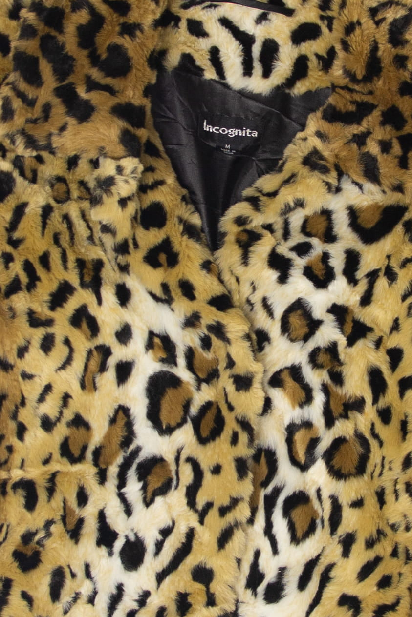 Vintage Y2K Incognita Cheetah Print Faux Fur Coat (2000s)