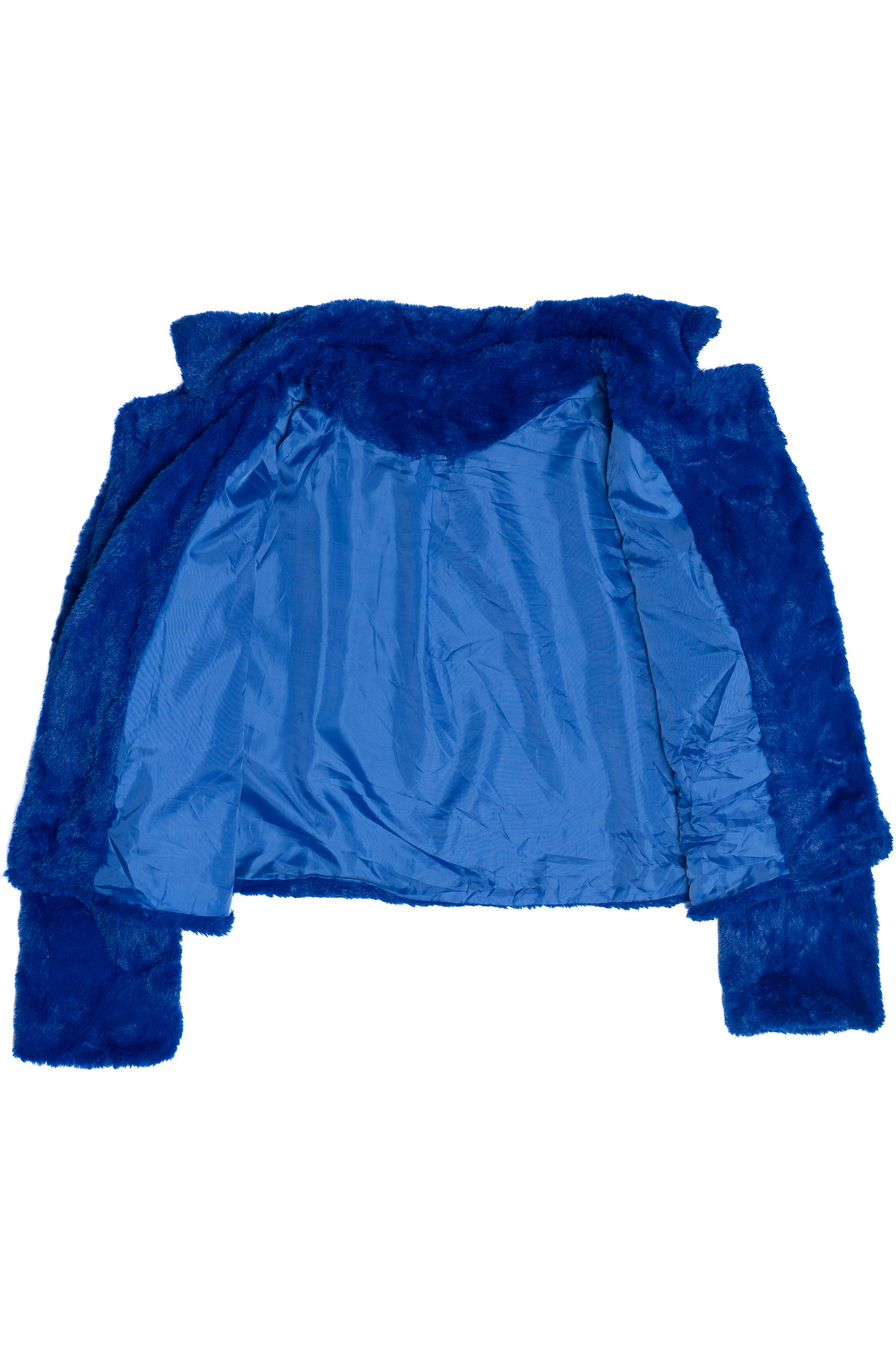 Royal Blue Faux Fur Open Front Coat