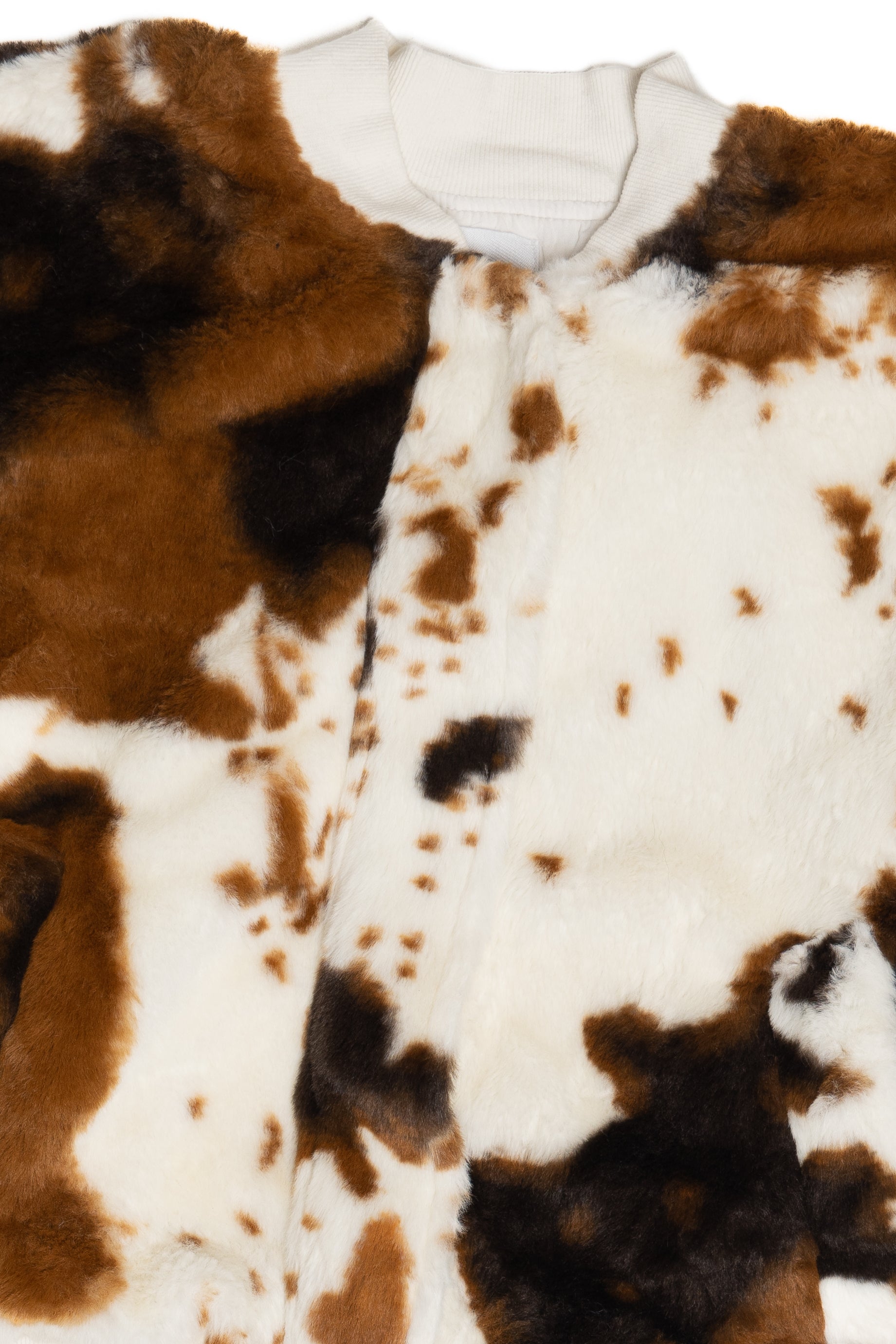 Le Lis Cow Print Faux Fur Jacket