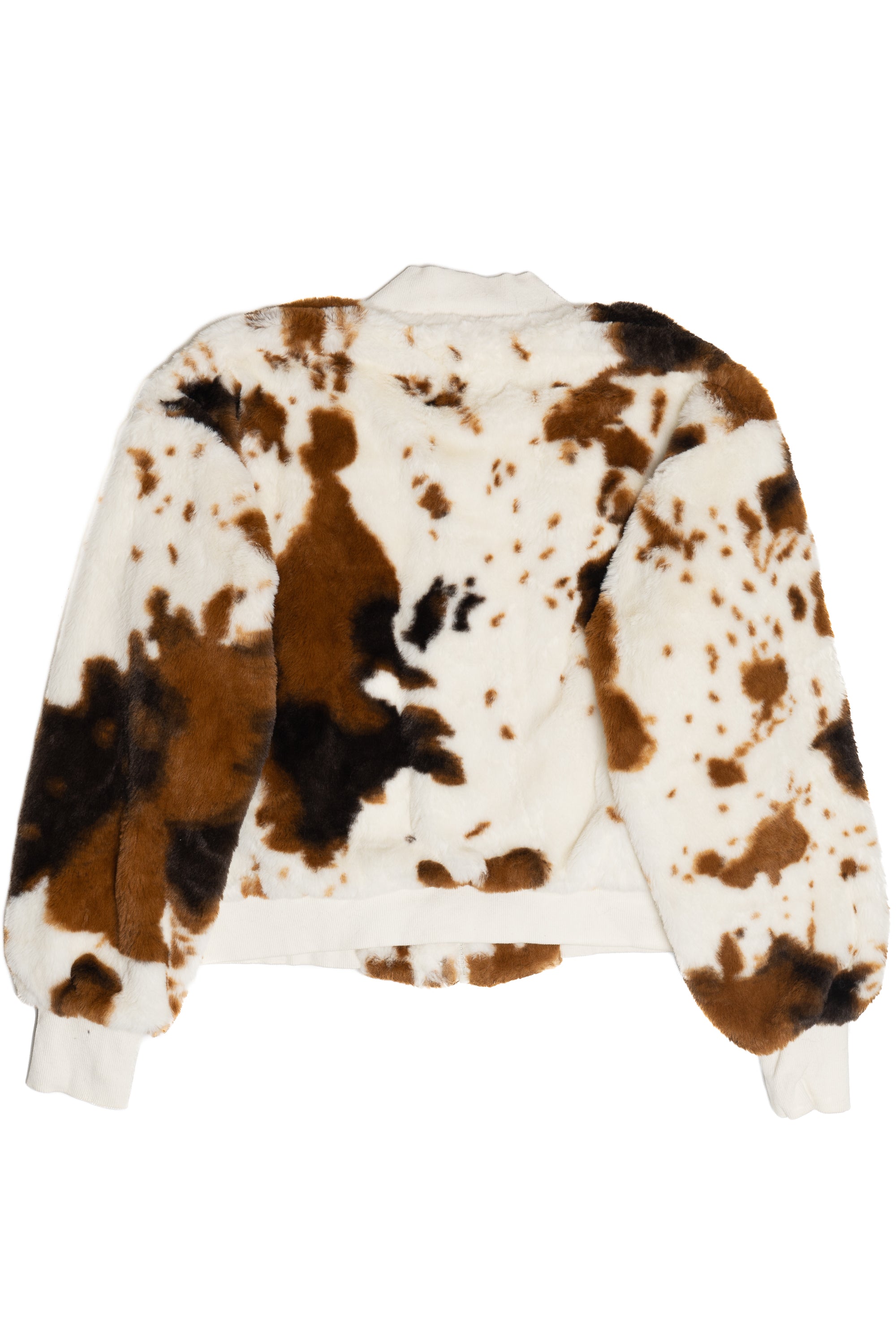 Le Lis Cow Print Faux Fur Jacket