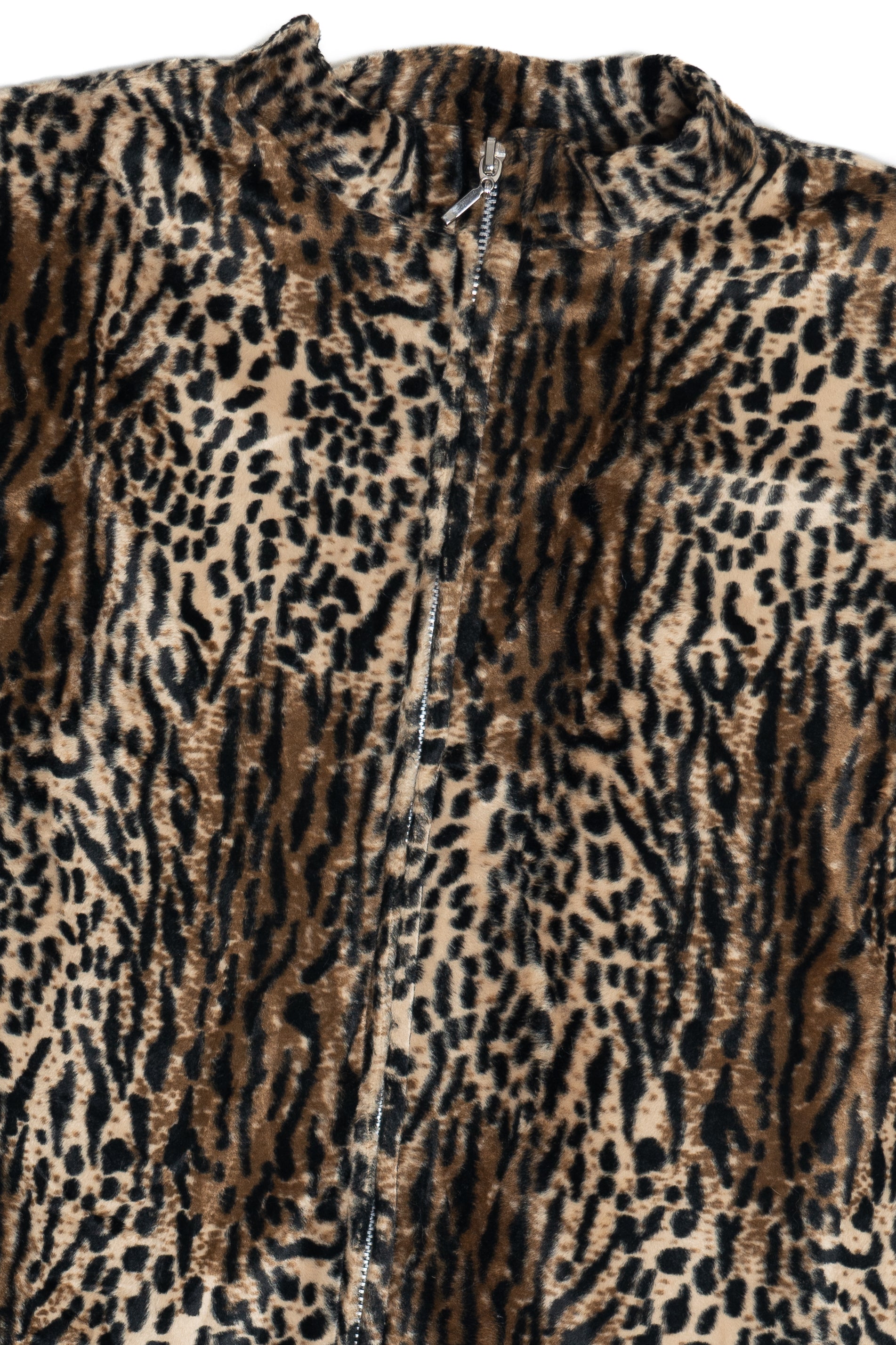 Vintage Textured Leopard Print Faux Fur Lightweight Jacket (1990s)