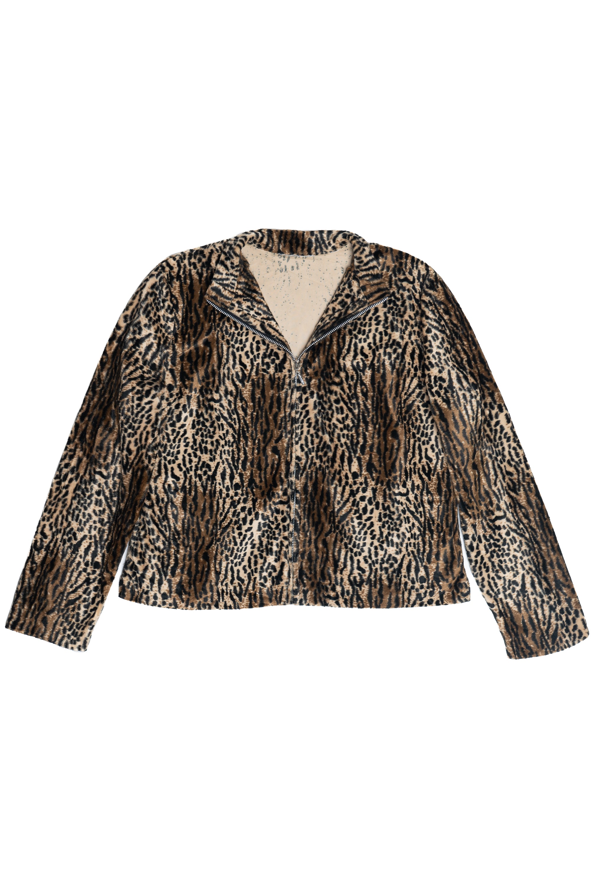 Vintage Textured Leopard Print Faux Fur Lightweight Jacket (1990s)