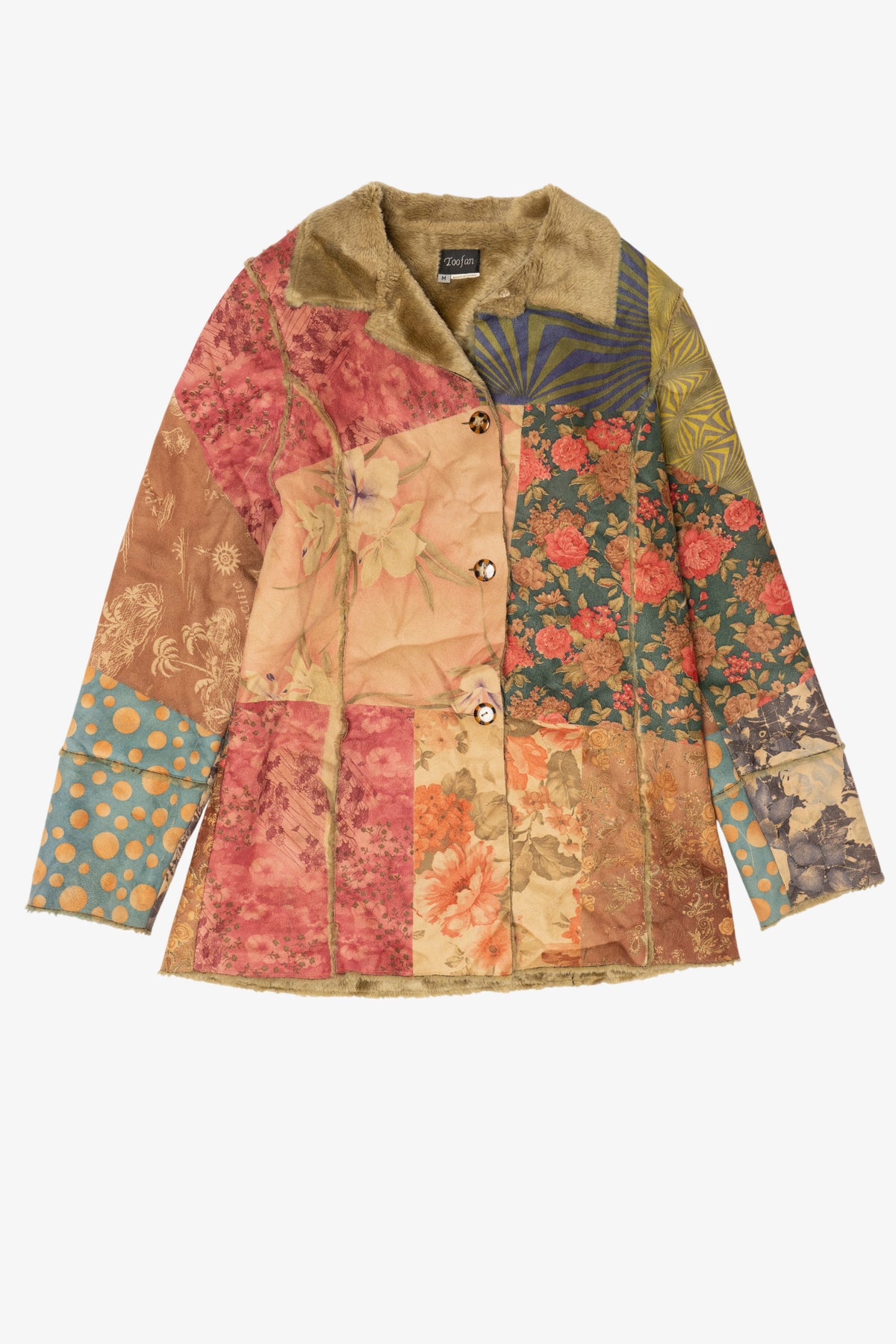 Vintage Y2k Toofan Patchwork Faux Fur Lined Jacket (2000s)