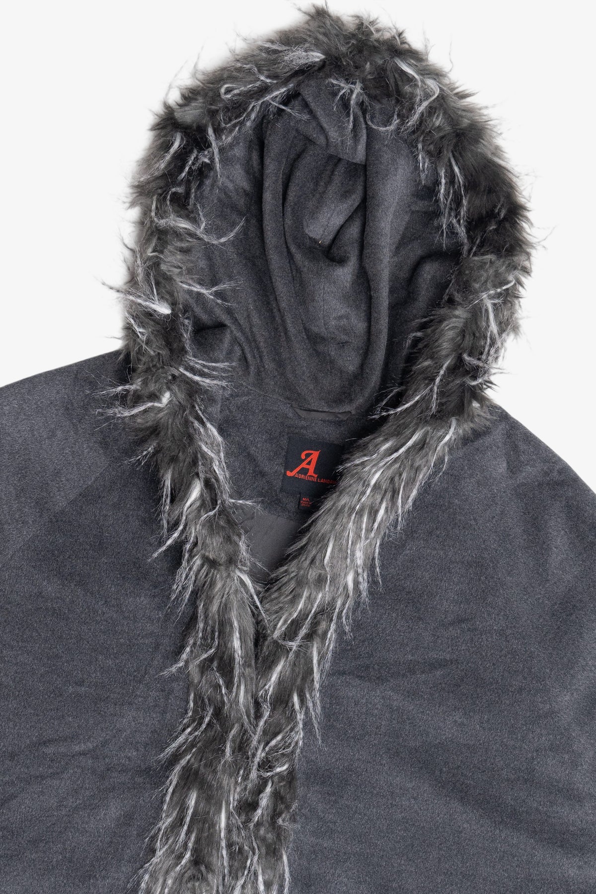 Adrienne Landau Faux Fur Hooded Poncho (2010s)