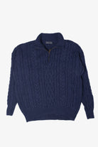 Vintage Wool Vers Blue Quarter Zip Fisherman Sweater (1990s)