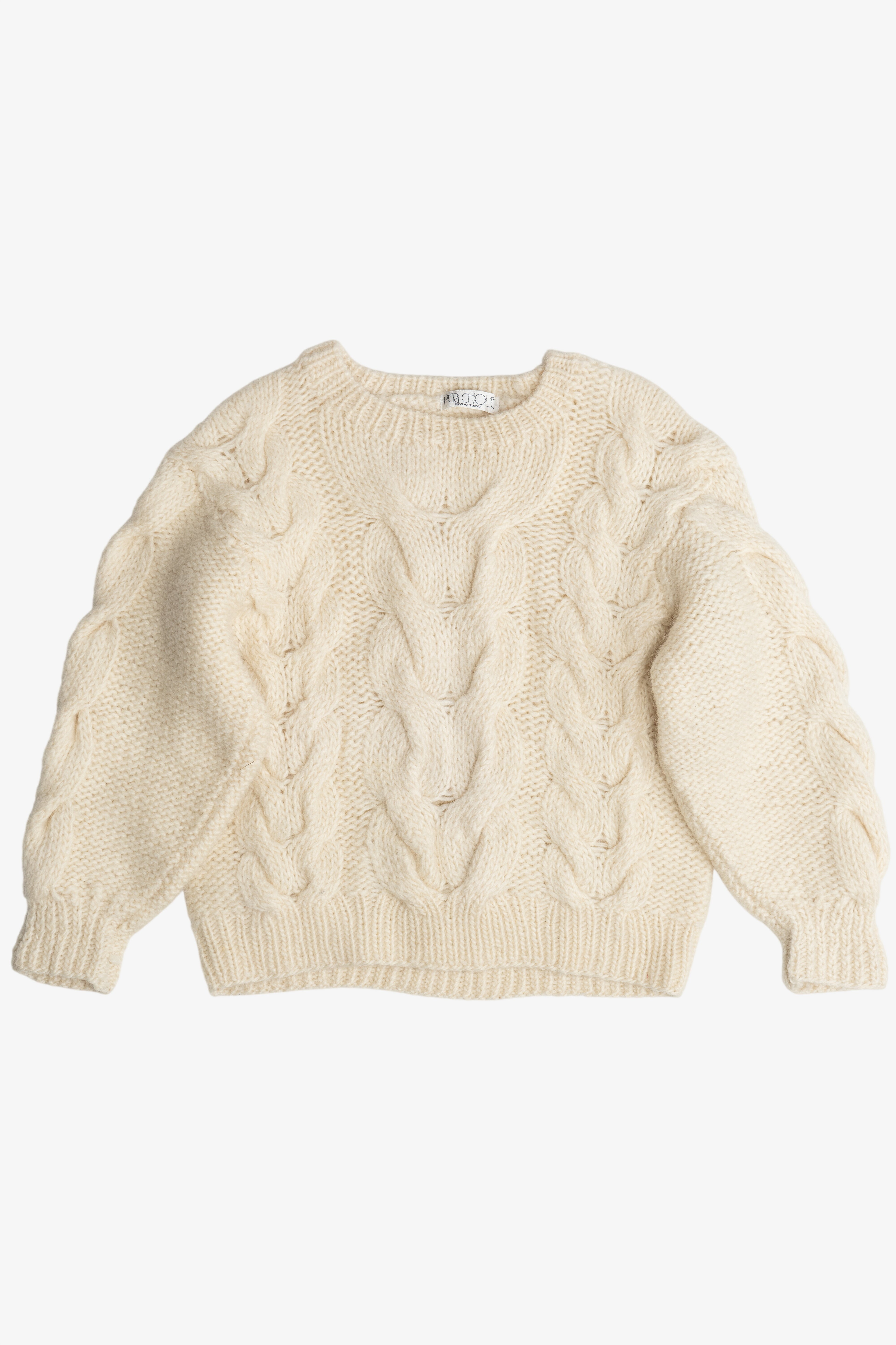 Vintage Péri Chole Cable Knit Wool Fisherman Sweater (1990s)