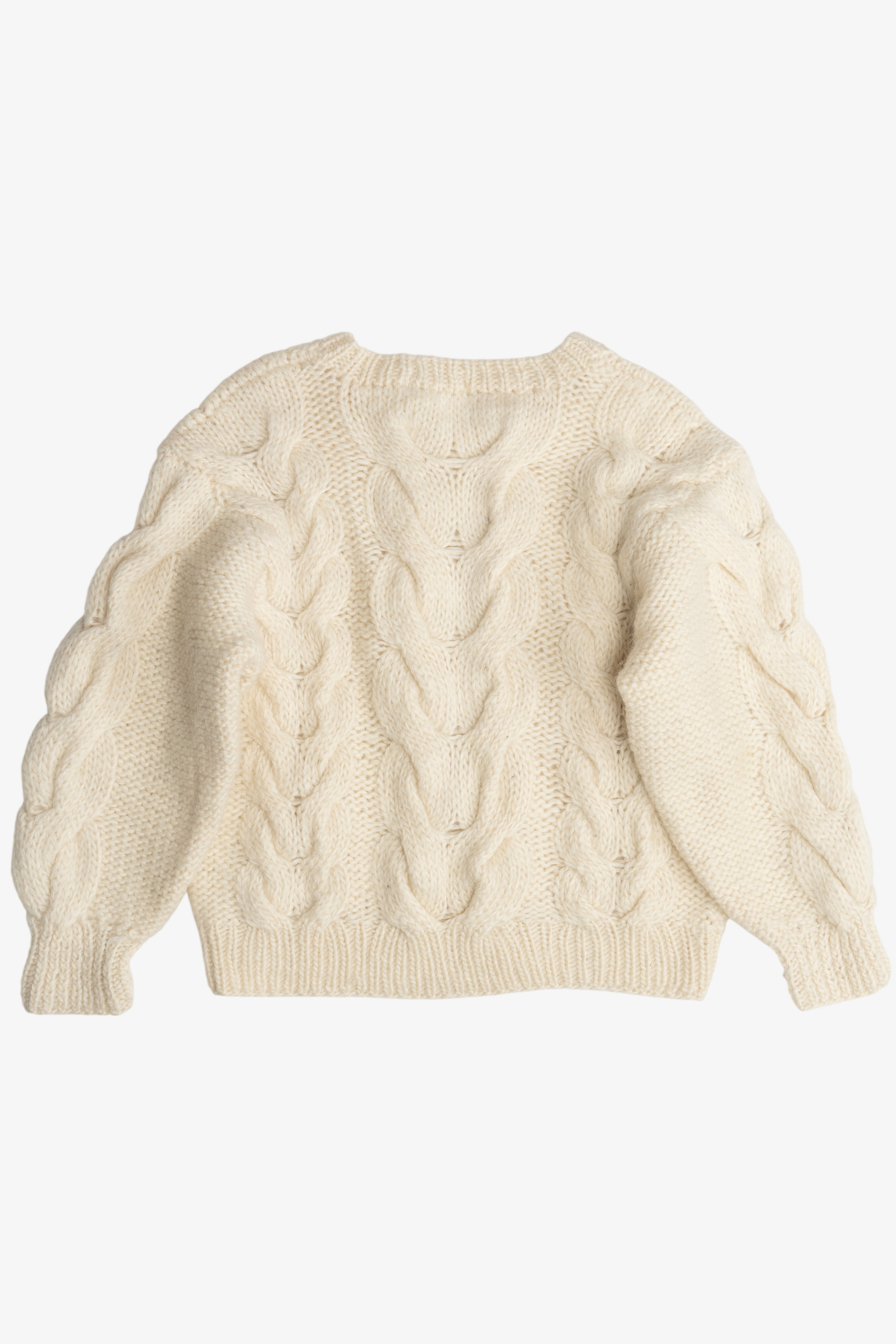 Vintage Péri Chole Cable Knit Wool Fisherman Sweater (1990s)