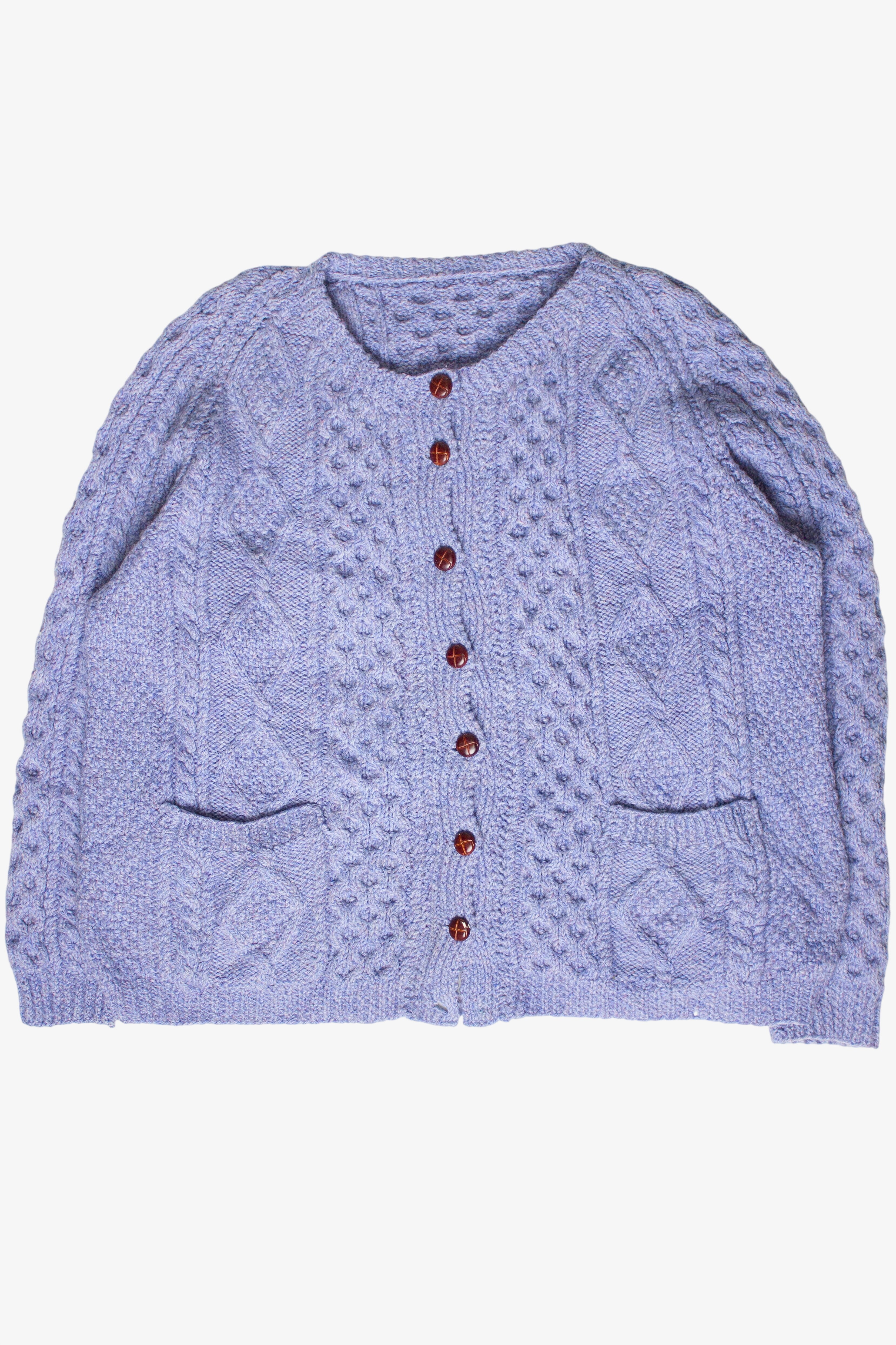 Vintage Periwinkle Knit Cardigan Fisherman Sweater