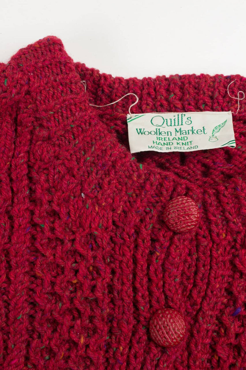 Red Quill's Woolen Market Irish Fisherman Cardigan 747