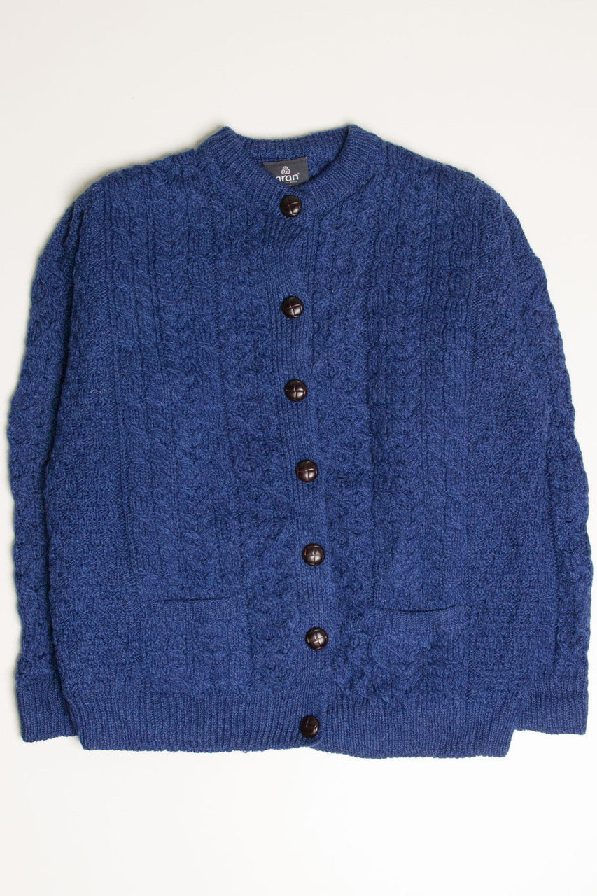 Royal Blue Aran Woolen Mills Fisherman Cardigan 827