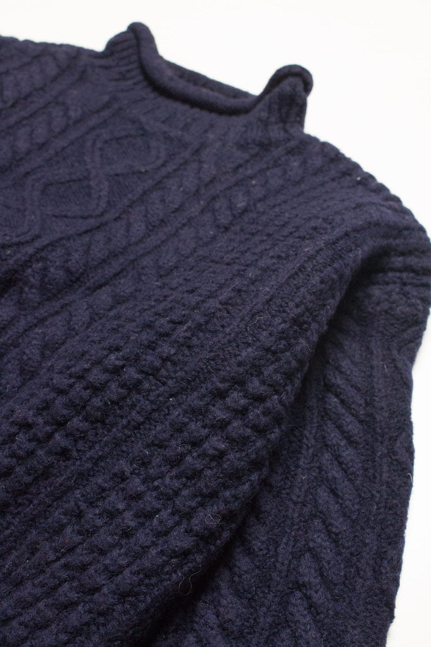 Navy Turtleneck Fisherman Sweater 865