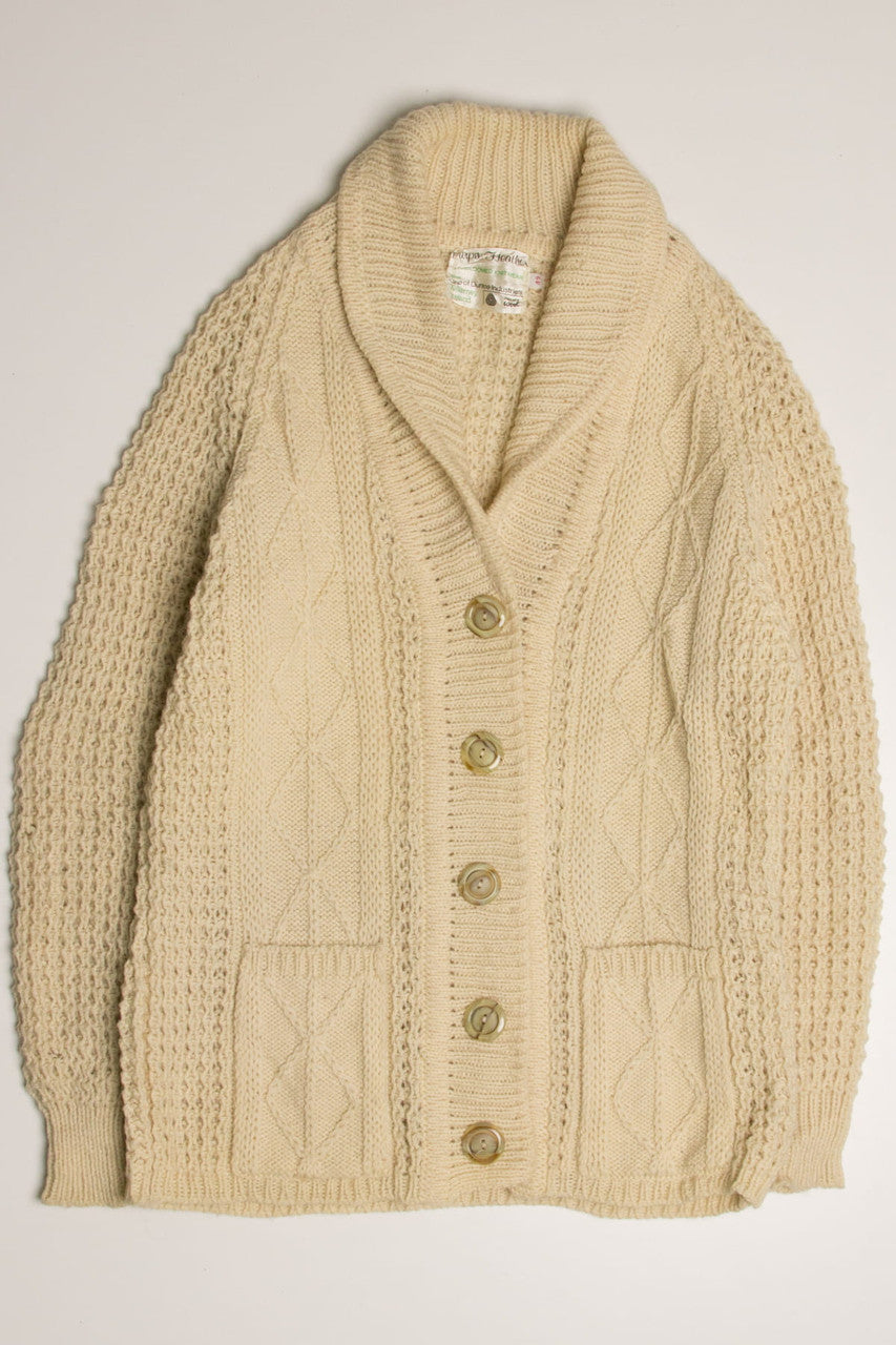 Vintage Purple Heather Irish Fisherman Cardigan 911
