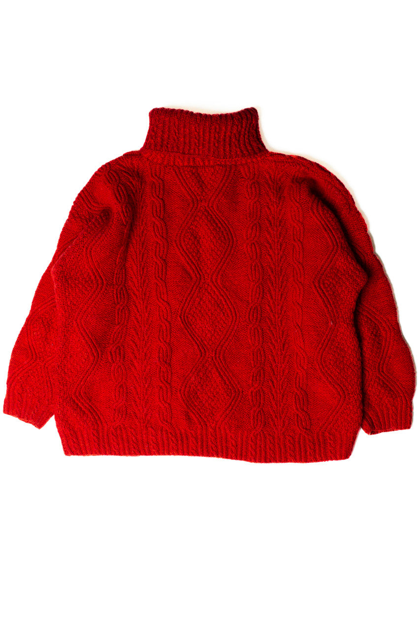 Zig Zag Stitch Red Vintage Fisherman Sweater