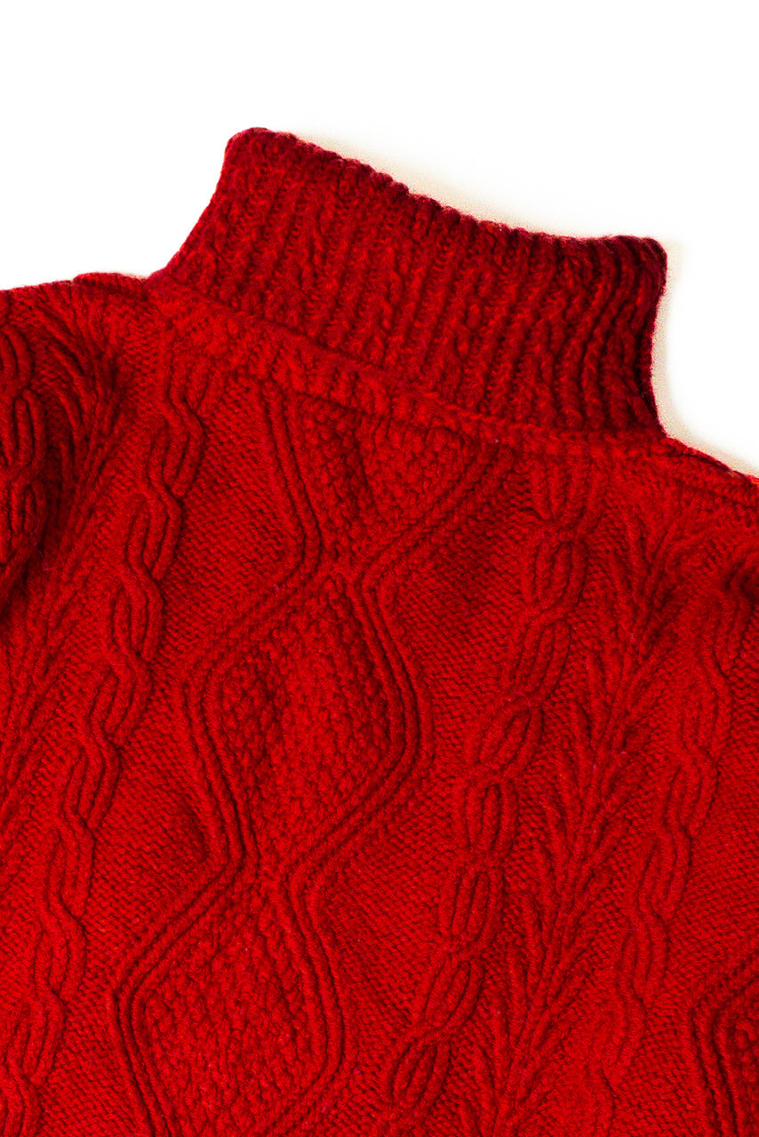 Zig Zag Stitch Red Vintage Fisherman Sweater