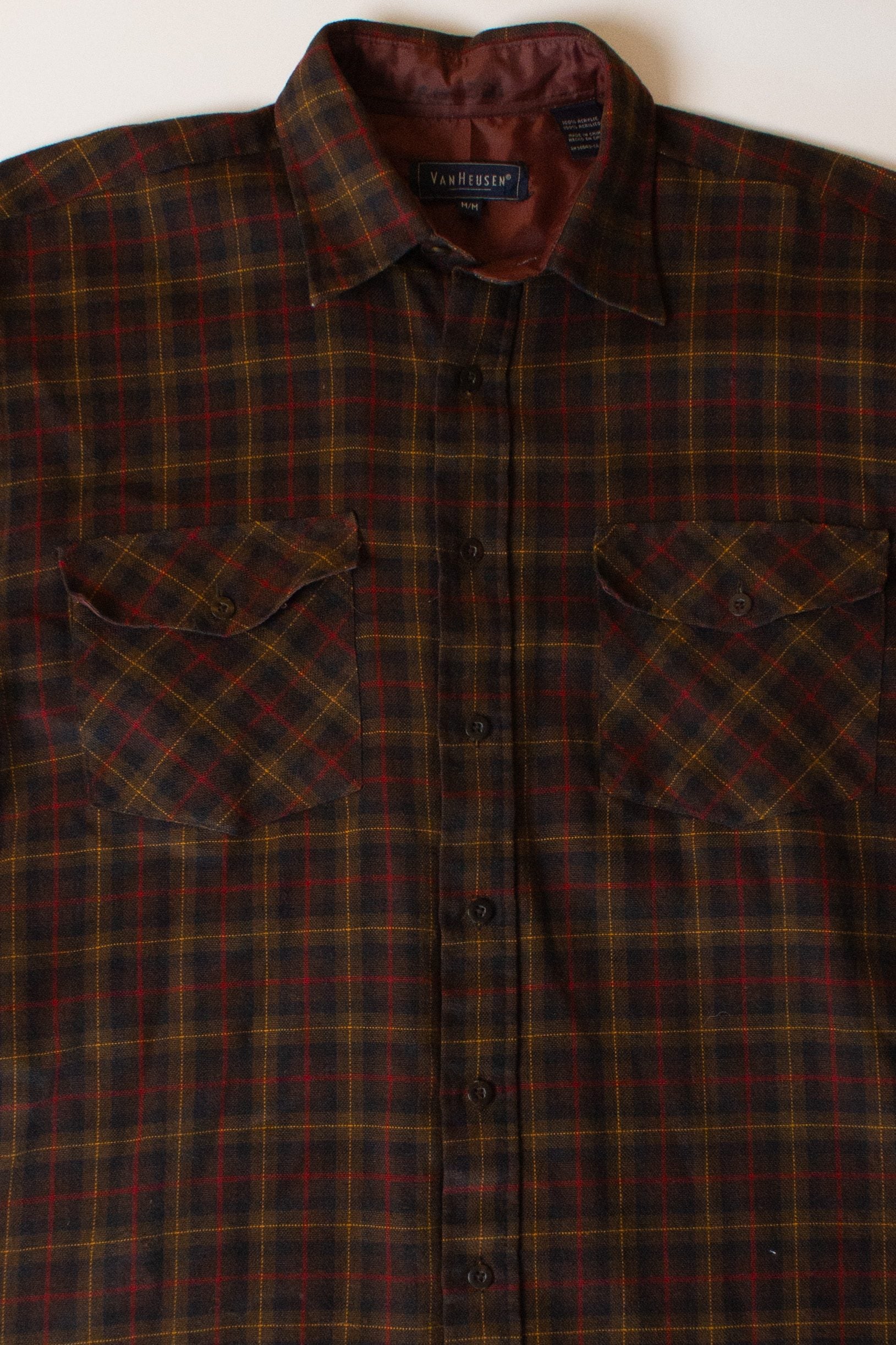 Vintage Brown Van Heusen Flannel Shirt (1990s)