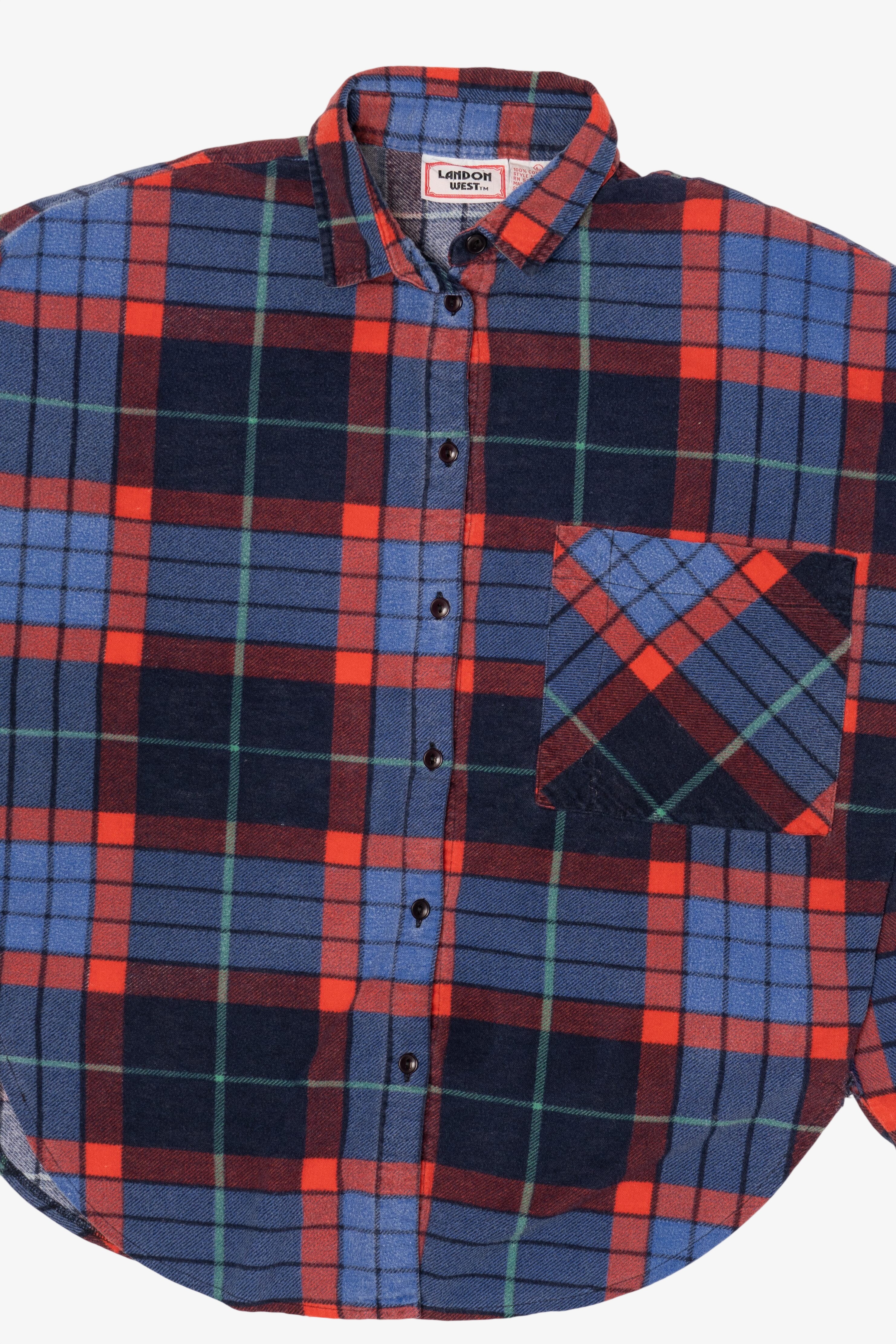 Vintage Red And Navy Blue Landon West Flannel Button Up Shirt (1990s)