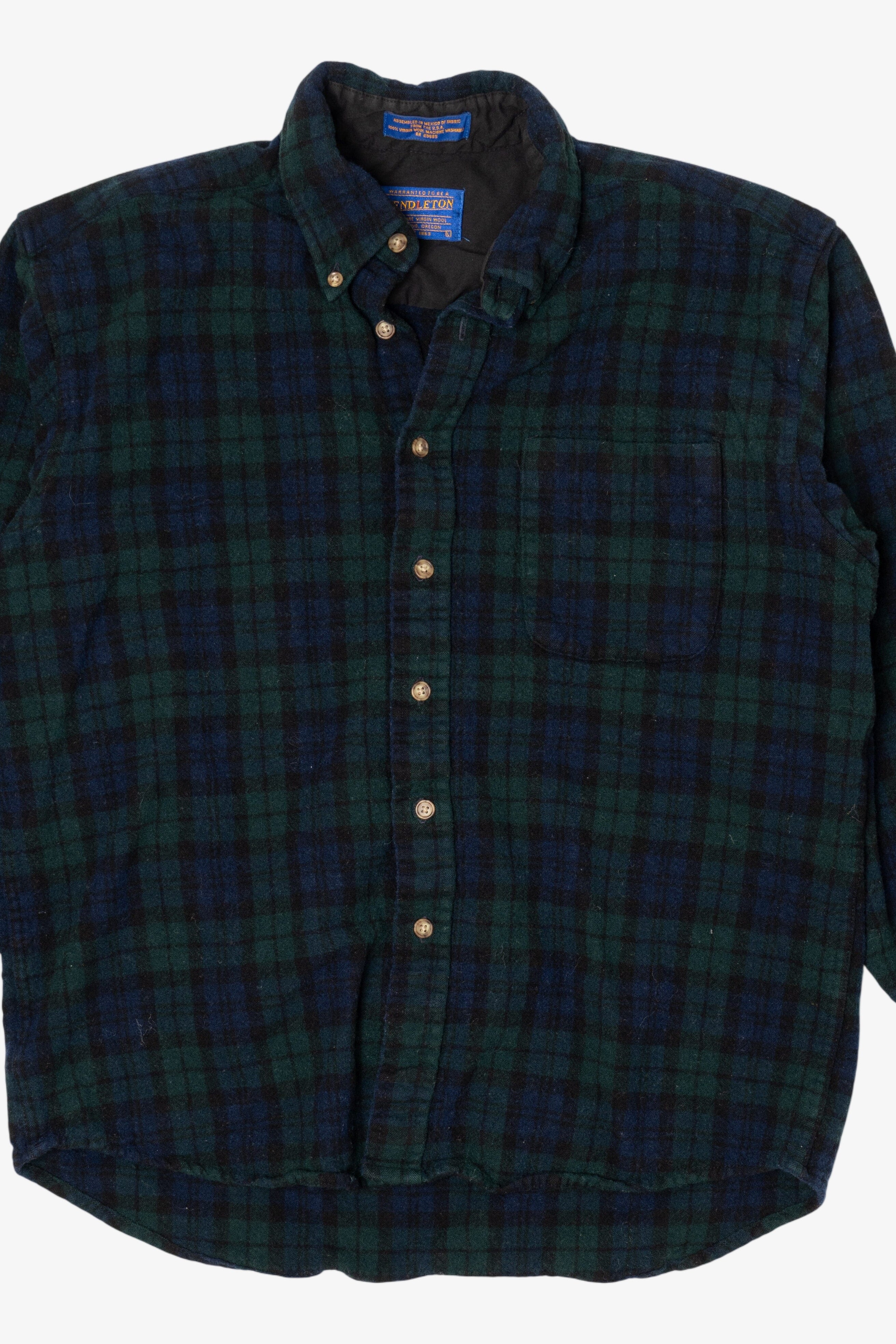 Vintage Dark Green Pendleton Authentic Black Watch Tartan Button Up Shirt (1980s)