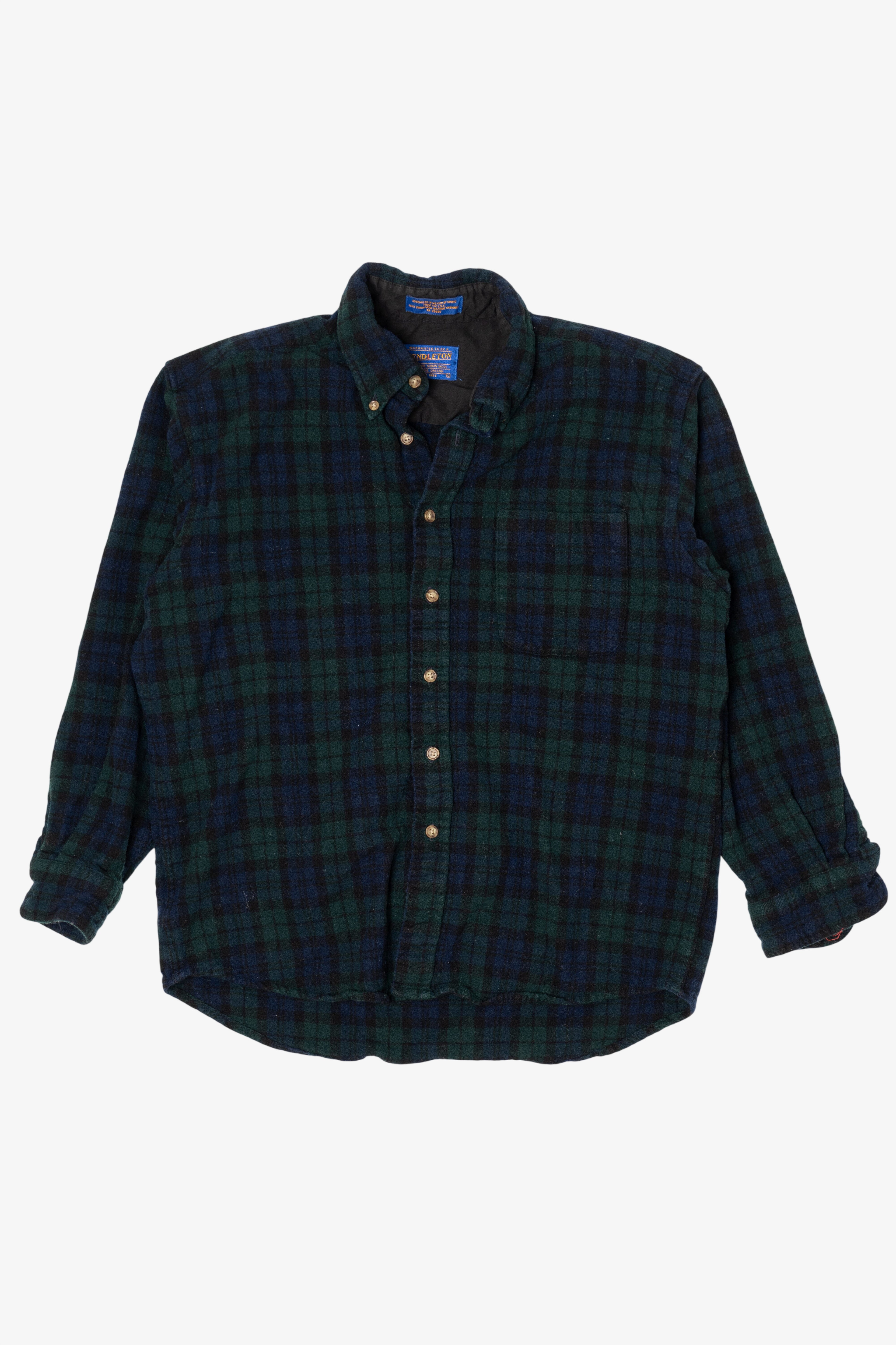 Vintage Dark Green Pendleton Authentic Black Watch Tartan Button Up Shirt (1980s)