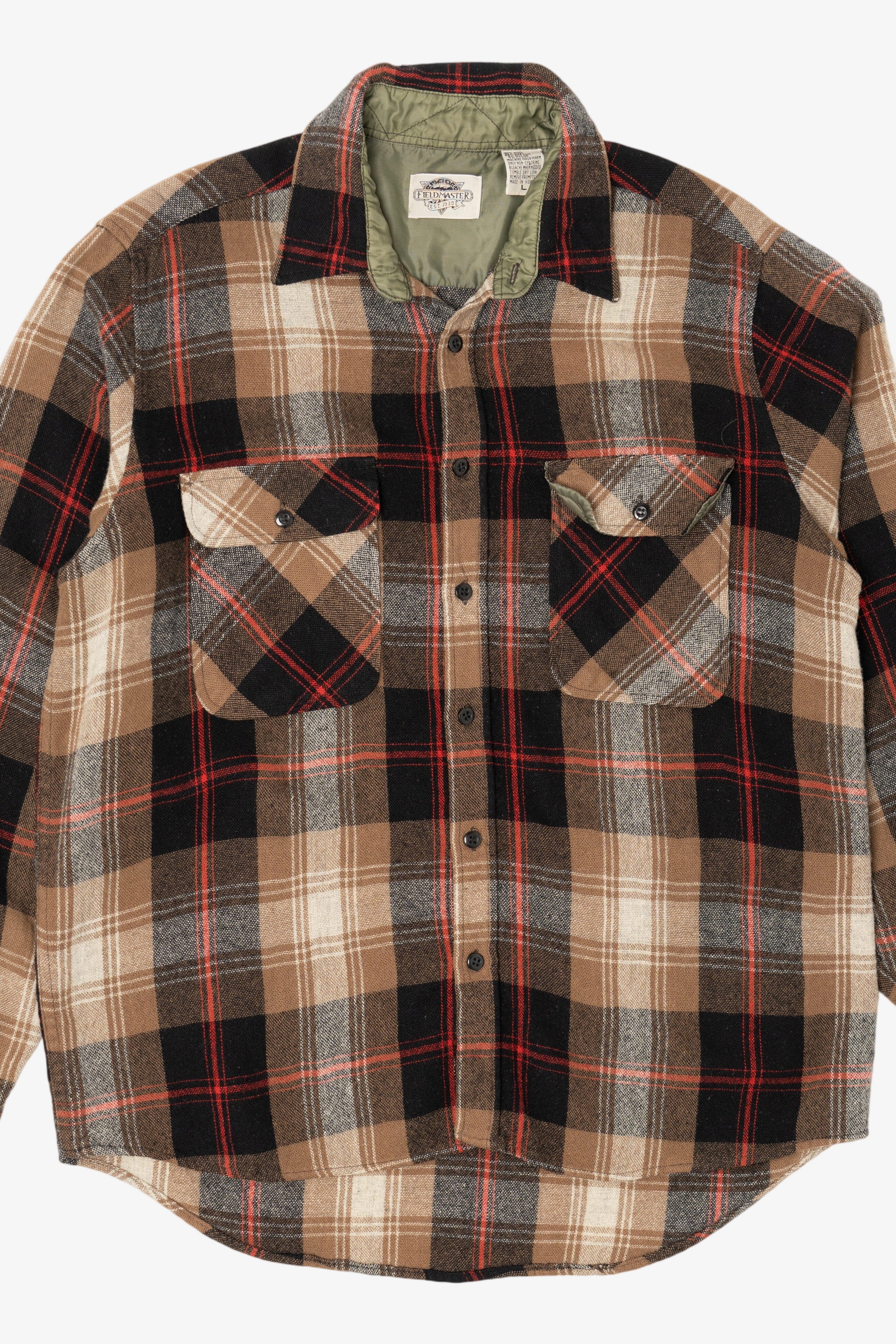 Vintage Brown Plaid Fieldmaster Flannel Button Up Shirt (1980s)